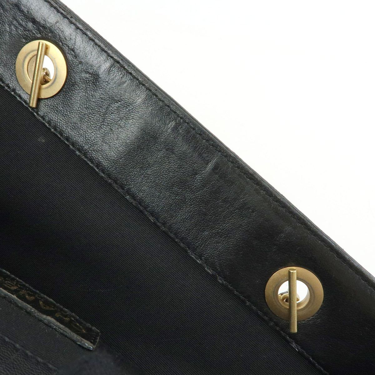 CHANEL Icon Line Canvas Leather Tote Bag Hand Bag Black