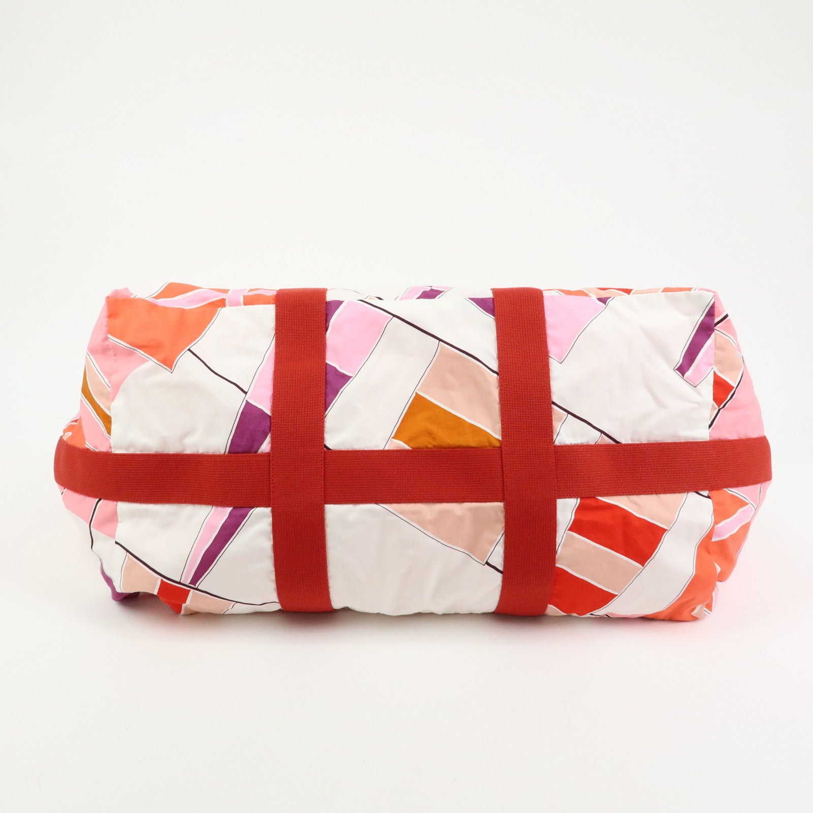 HERMES Cabas Drapeaux Au Vent Cotton Beach Bag Tote Bag Pink Red White