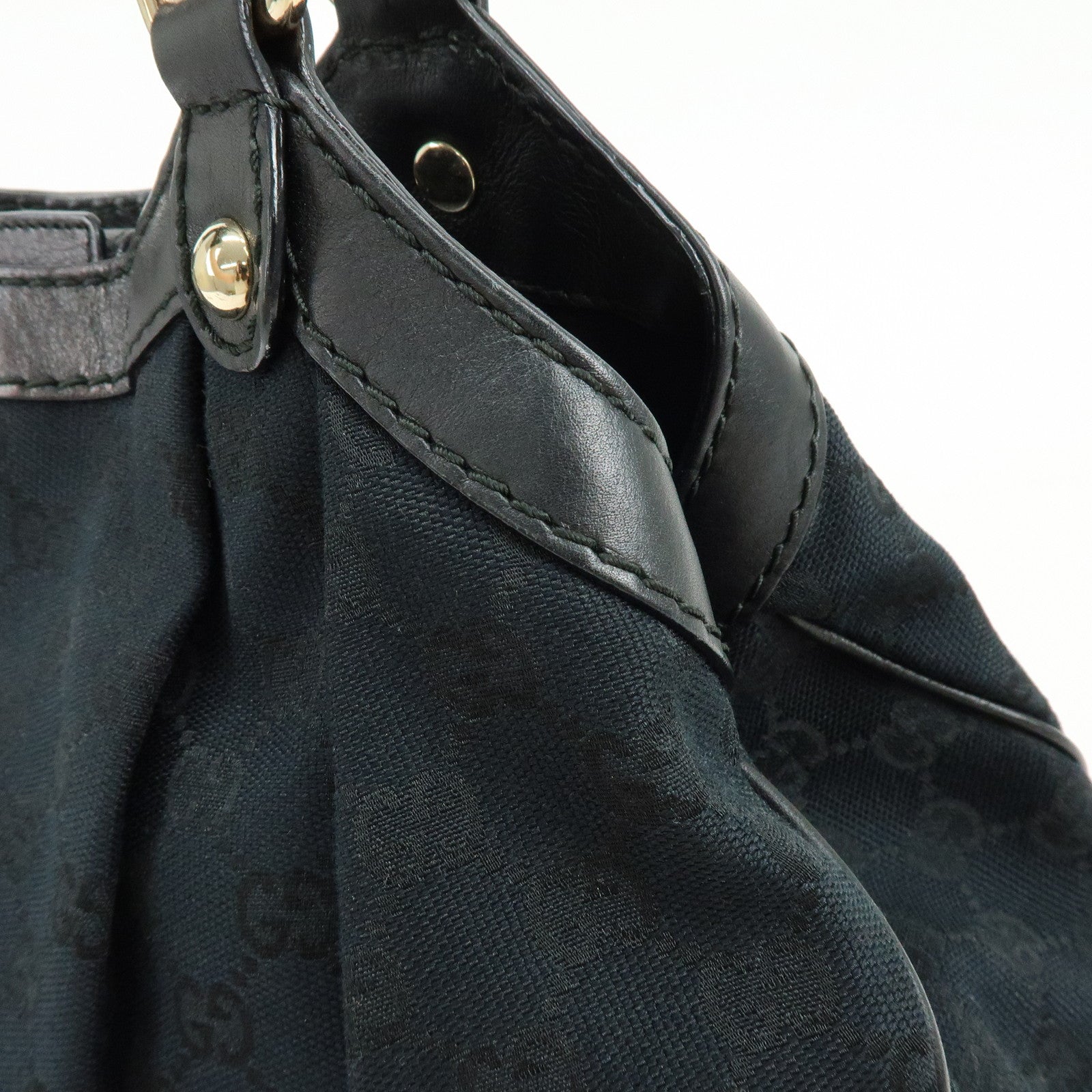 GUCCI Sukey GG Canvas Leather Tote Bag Hand Bag Black 211944