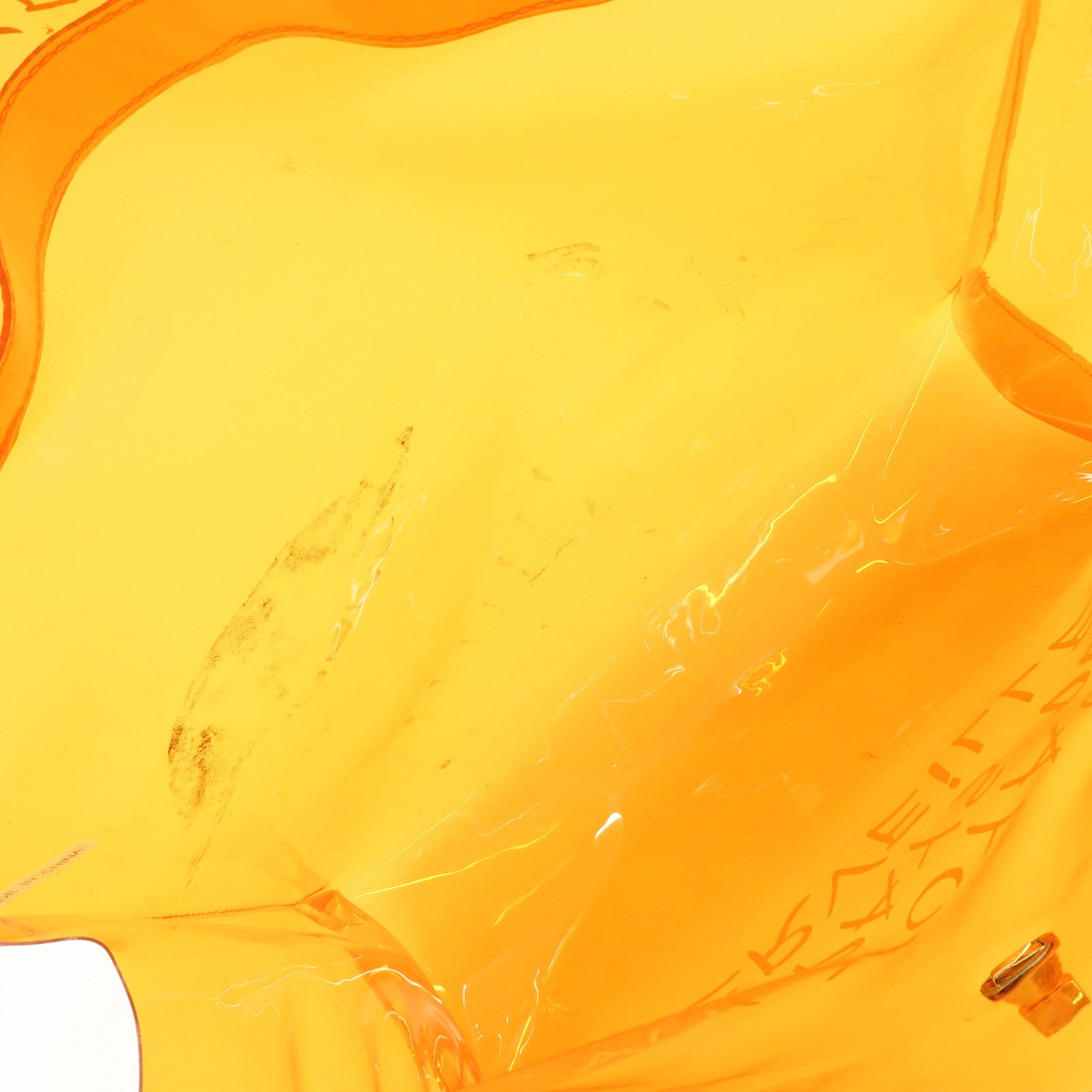 HERMES Kelly Vinyl Hand Bag Clear Orange