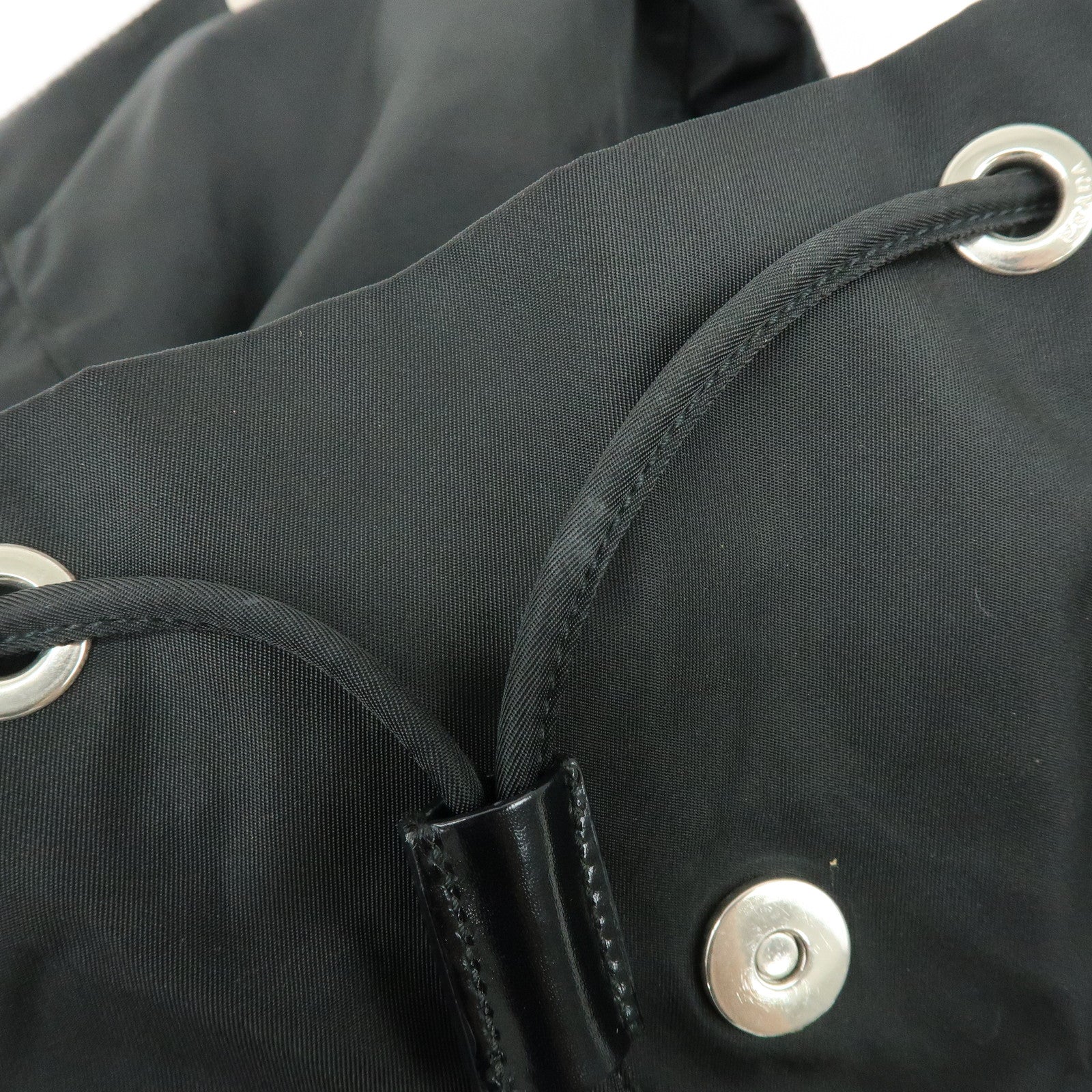 PRADA Triangle Logo Nylon Leather Backpack Rucksack Black BZ2811