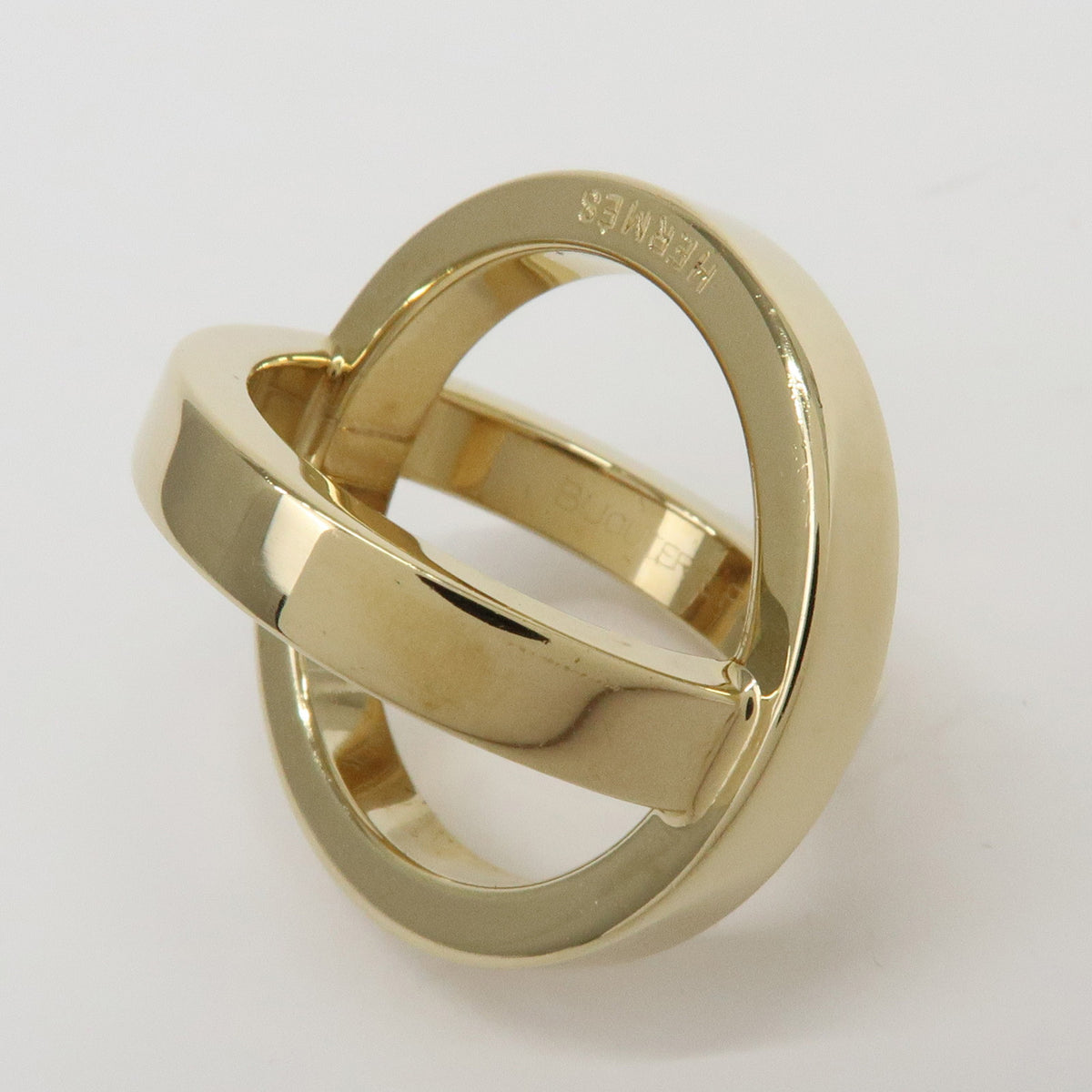 HERMES Lot of 2 Chaine d'Ancre Enchainee Cosmos Metal Scarf Ring Gold