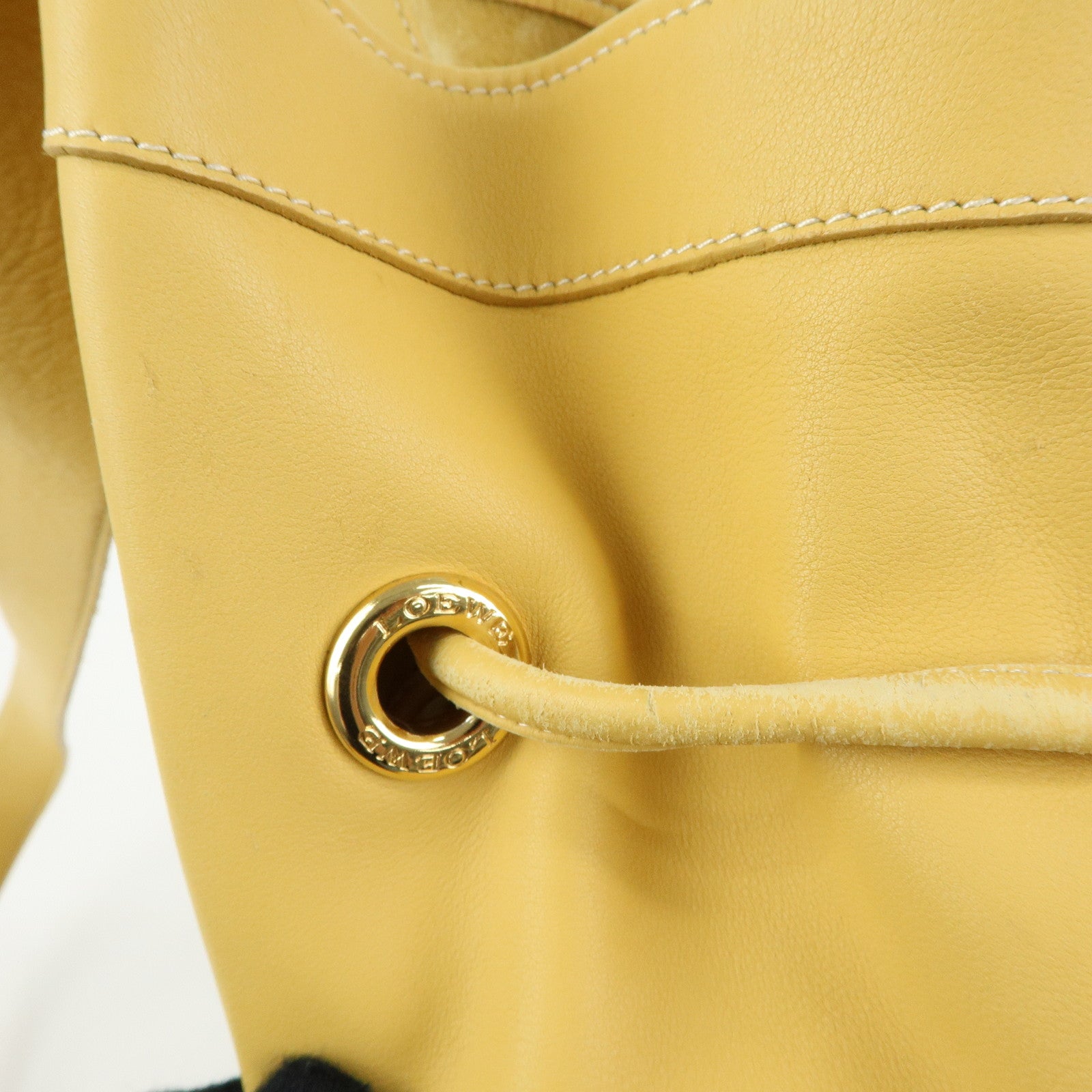 LOEWE Anton Anagram Leather Shoulder Bag Backpack Rucksack Mustard