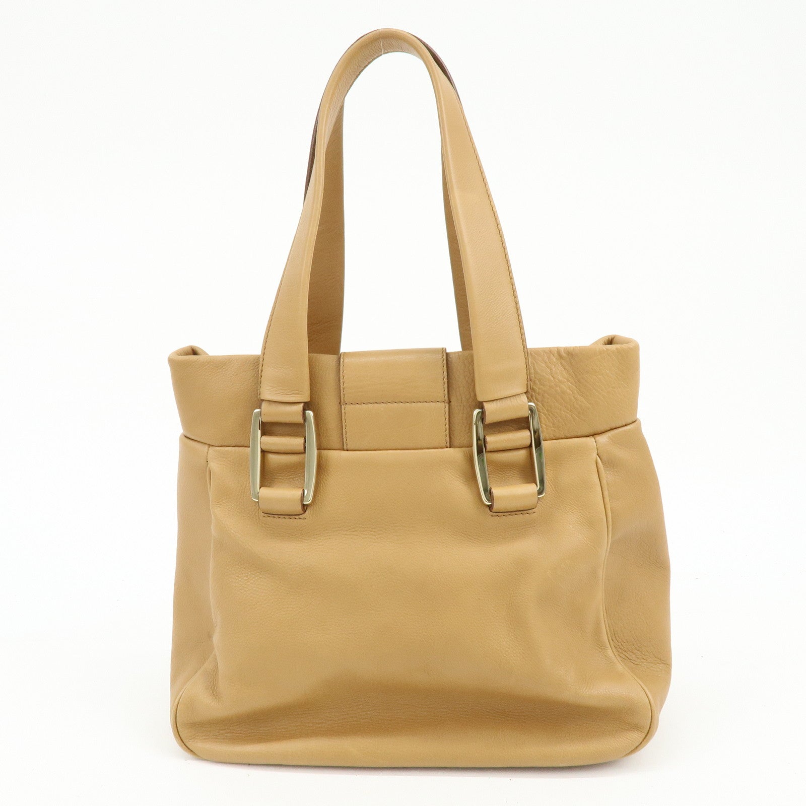 CELINE Blossom Leather Hand Bag Shoulder Bag Beige