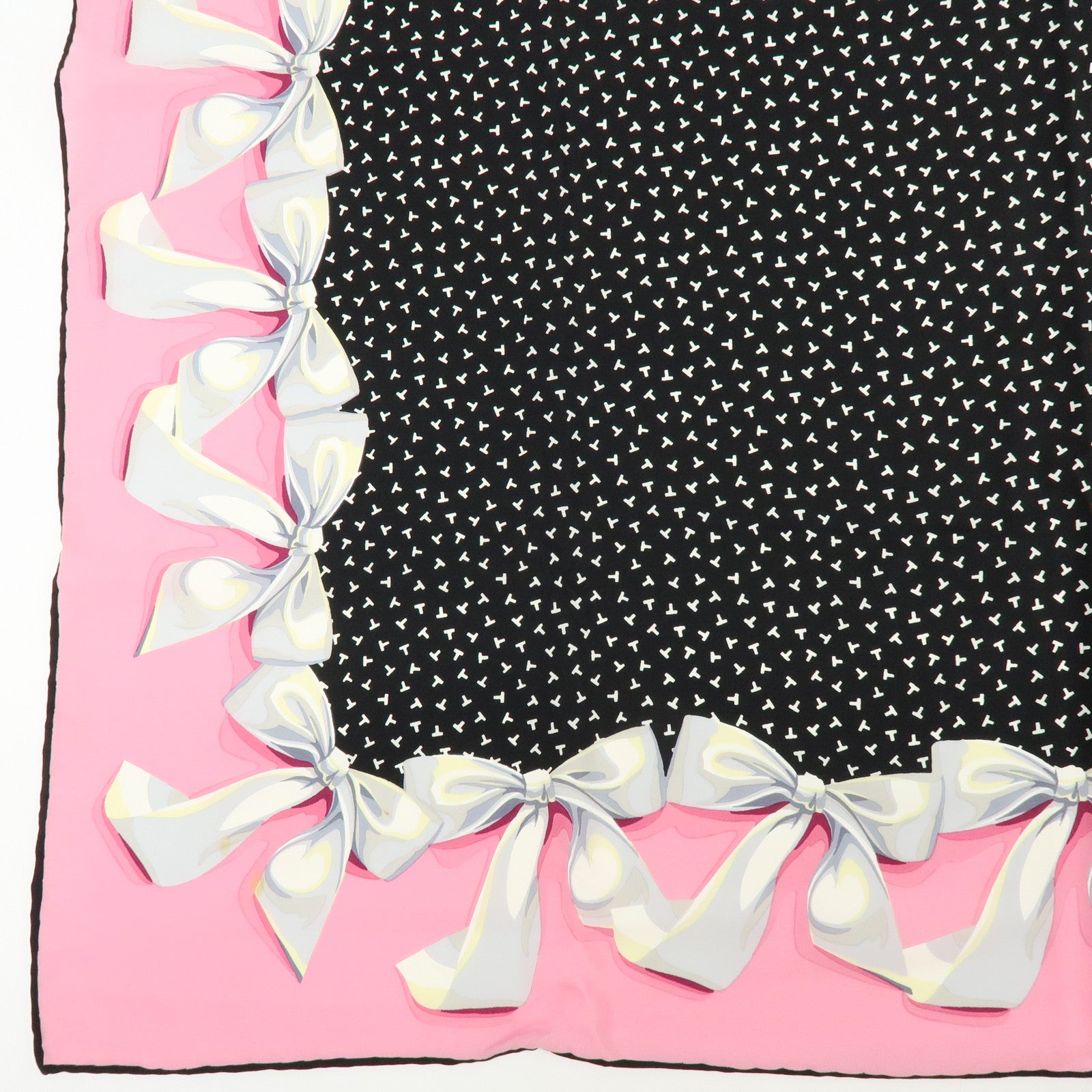 Tiffany & Co Silk 100% Scarf Ribbon Motif Black Pink White
