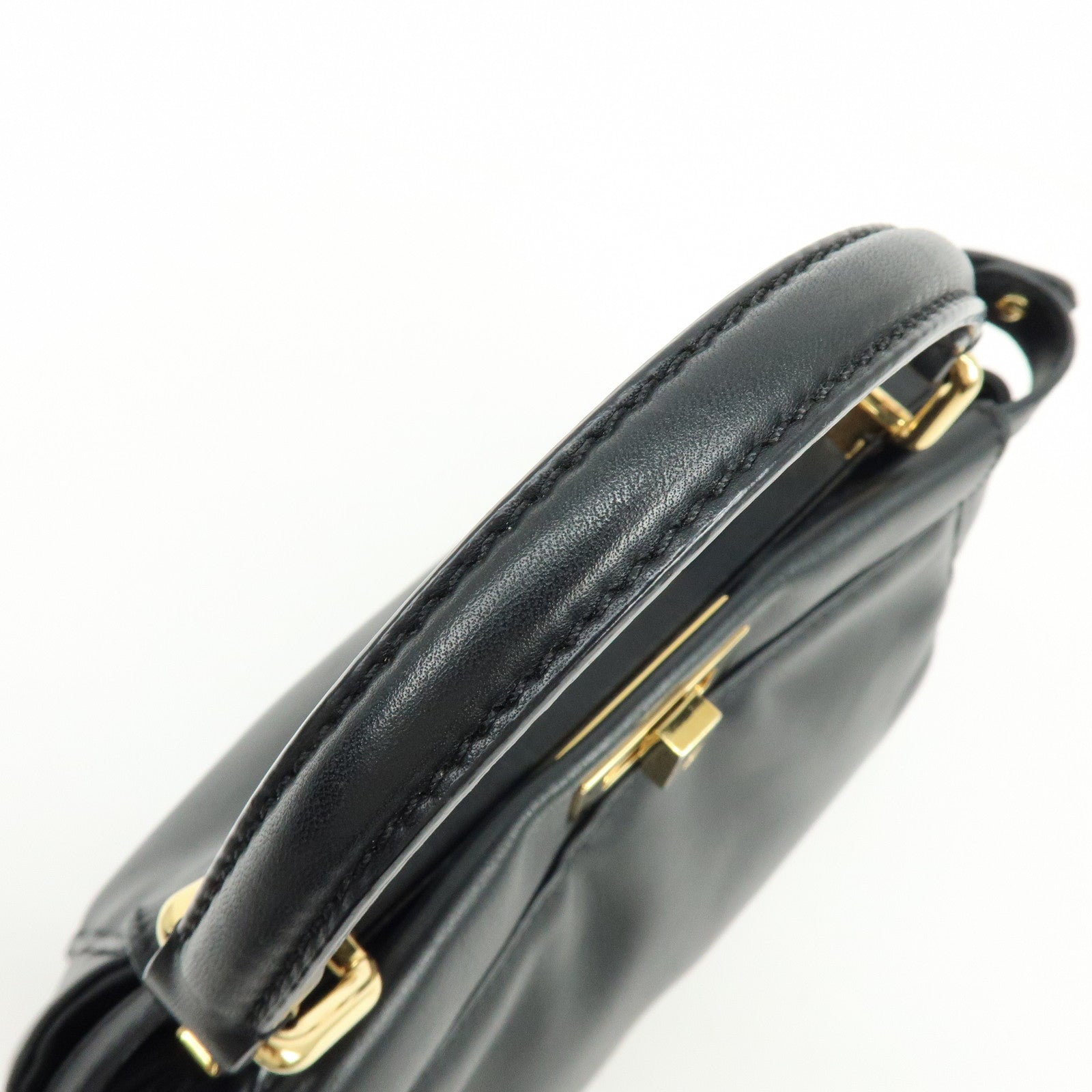 FENDI Peekaboo Mini Leather 2Way Hand Bag Shoulder Bag Black 8BN244