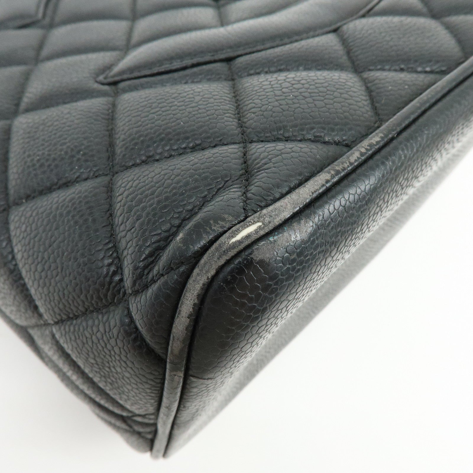 CHANEL Medallion Matelasse Caviarskin Tote Bag Hand Bag Black A01804