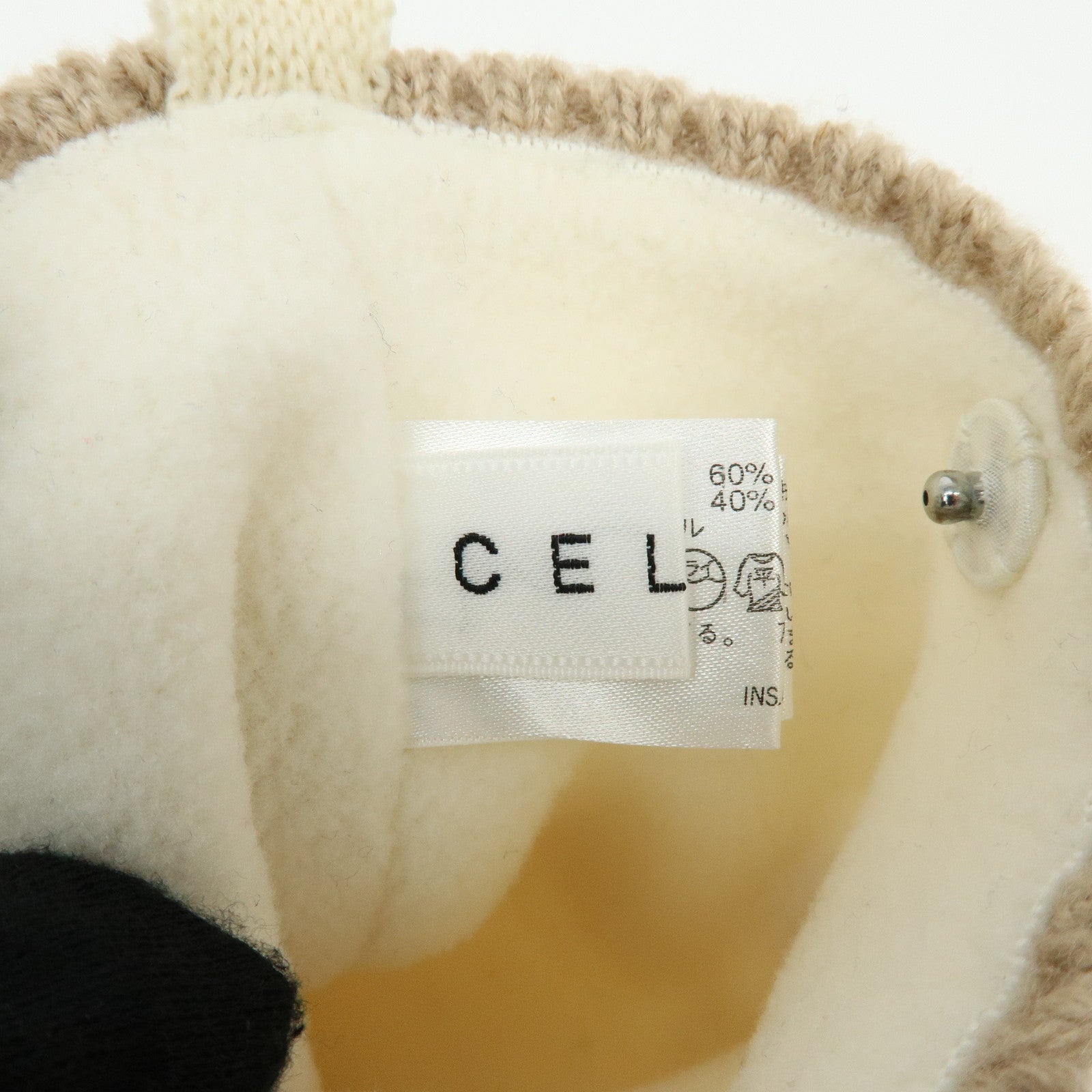 CELINE Logo Wool Acrylic Scarf with Scarf Case White Mocha