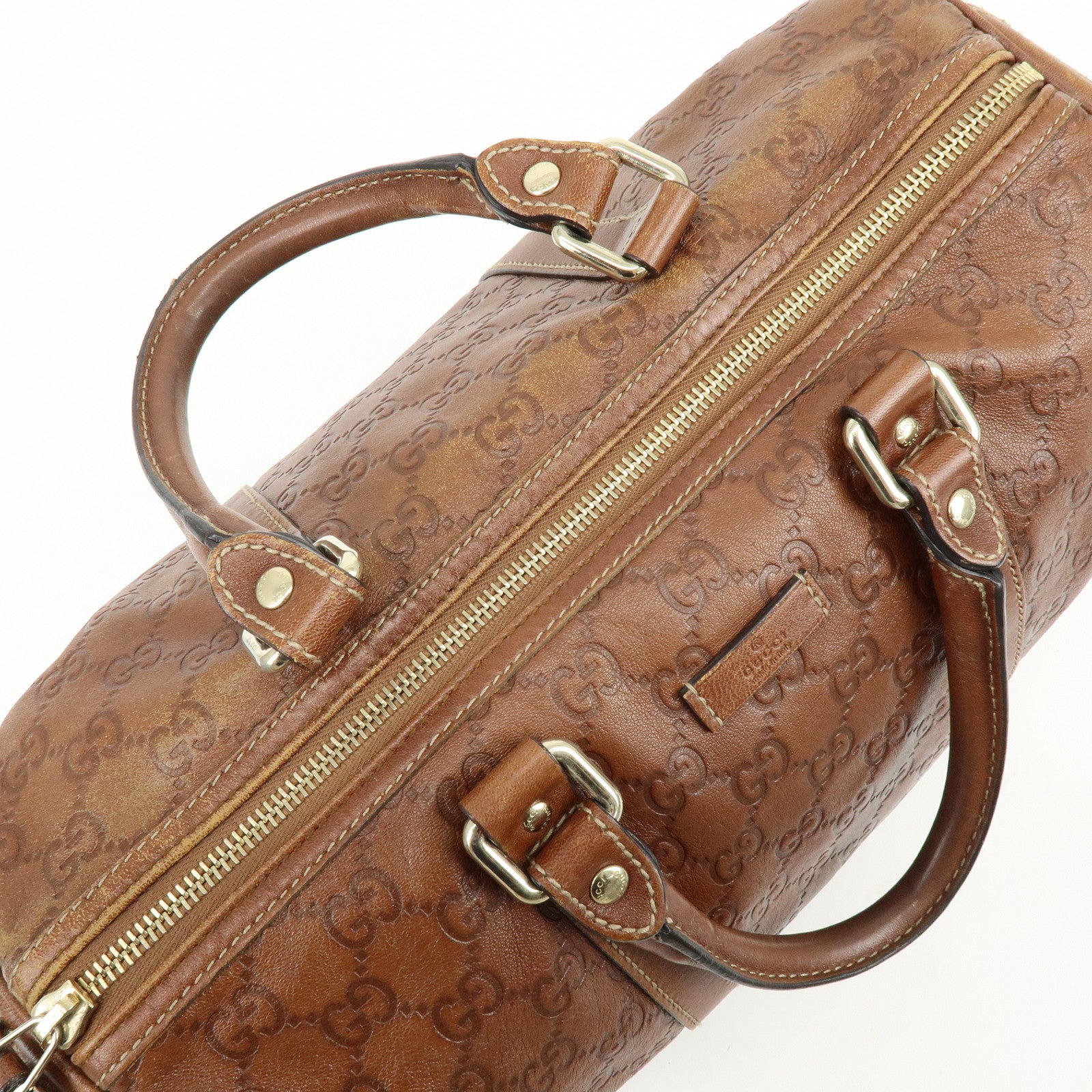 GUCCI Guccissima Leather Boston Bag Hand Bag Brown 193603