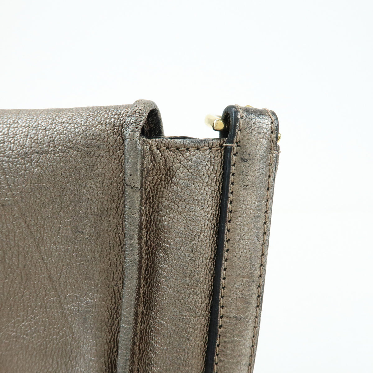 LOEWE Mya Anagram Leather Shoulder Bag Hand Bag Silver Gray