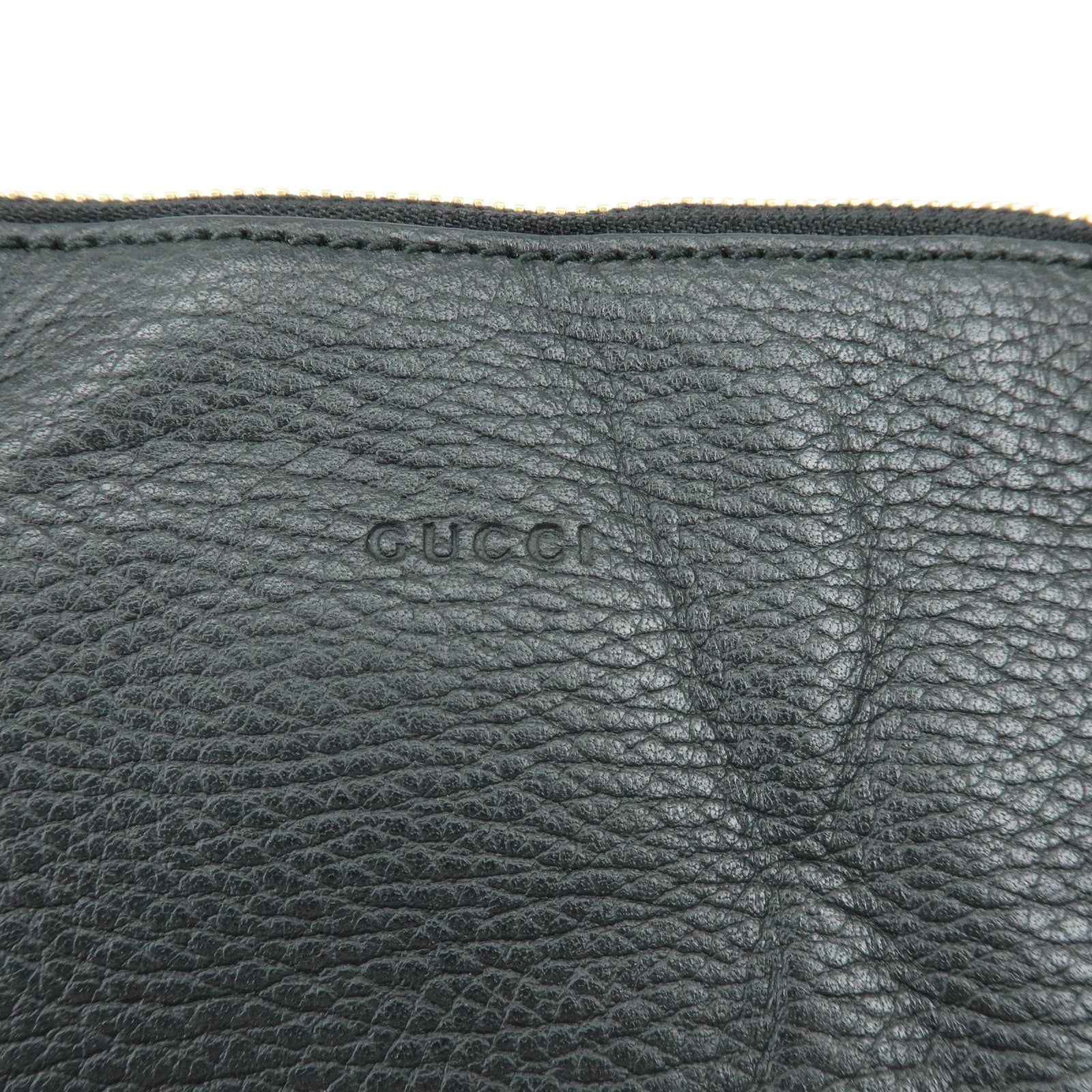 GUCCI Bamboo Leather Clutch Bag Flat Pouch Black 449653