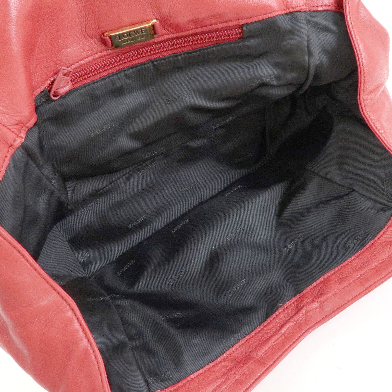 LOEWE Anagram Nappa Leather Chain Shoulder Bag Red Gold