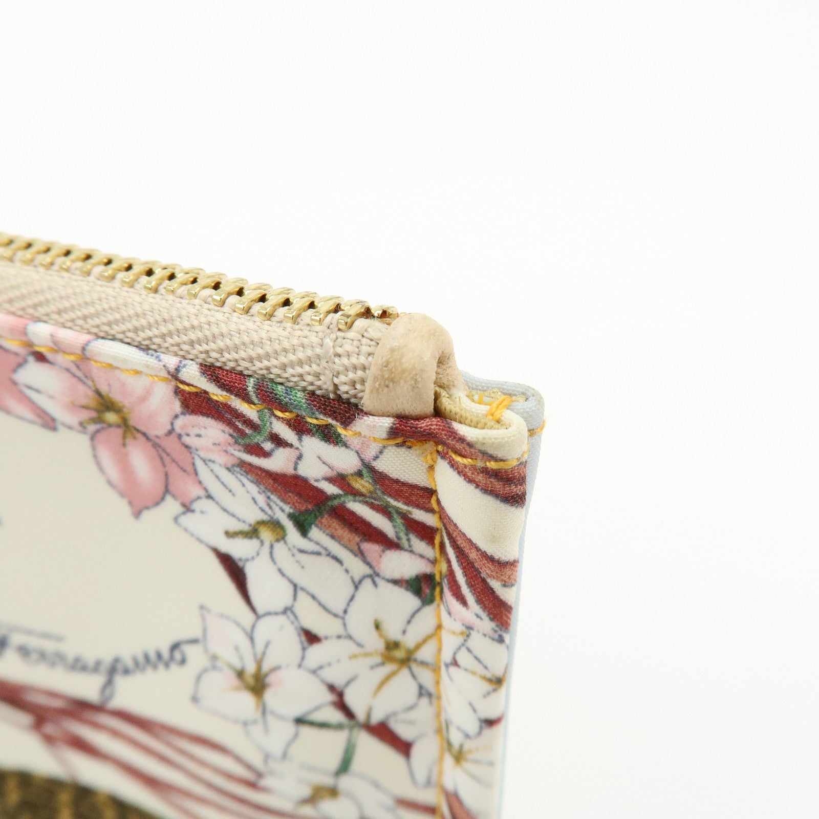 Ferragamo Gancini Nylon Leopard Flat Pouch Beige Pink