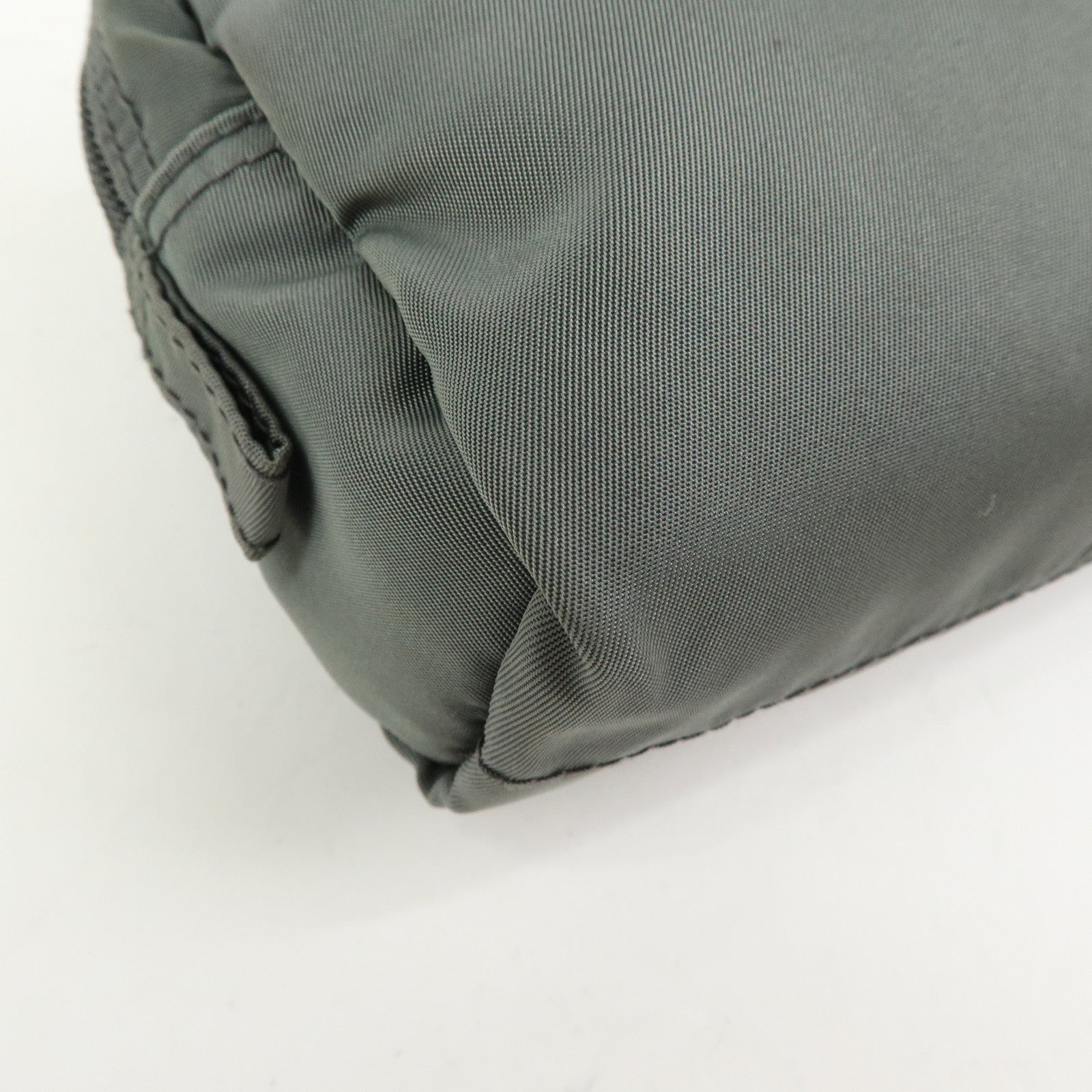 PRADA Triangle Logo Nylon Pouch Cosmetic Case Makeup Case Gray