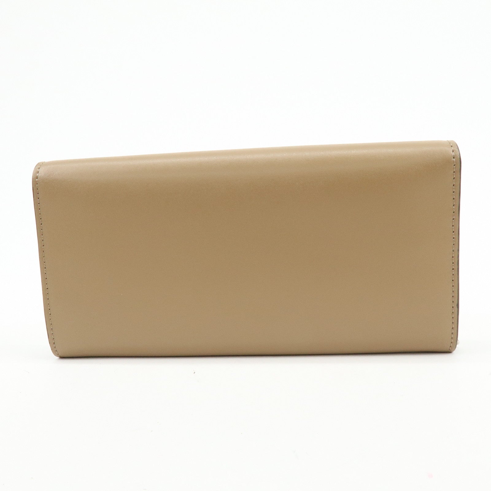 FENDI Leather Studs Chain Shoulder Wallet Long Wallet Beige 8M0365