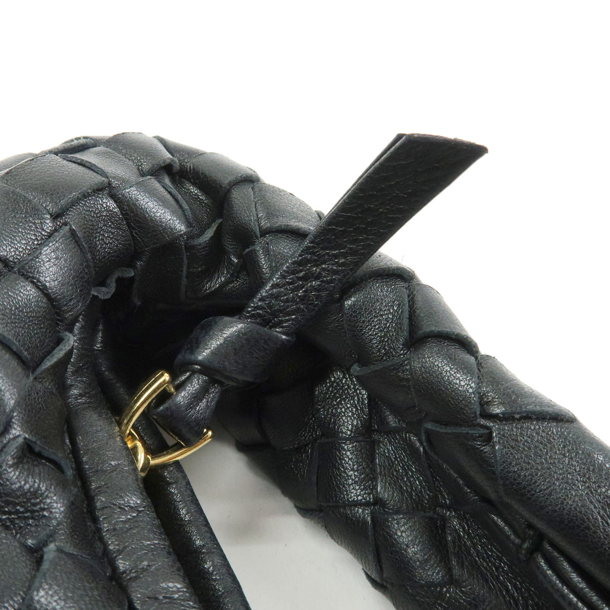 BOTTEGA VENETA Hobo Intrecciato Leather Shoulder Bag Black 115653