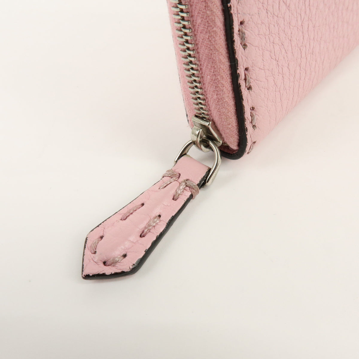 FENDI Selleria Leather Compact Zippy Wallet Pink 8M0313