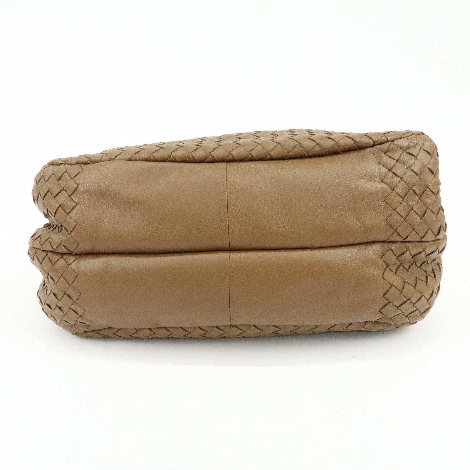 BOTTEGA VENETA Intrecciato Campana Leather Shoulder Bag Brown 125787