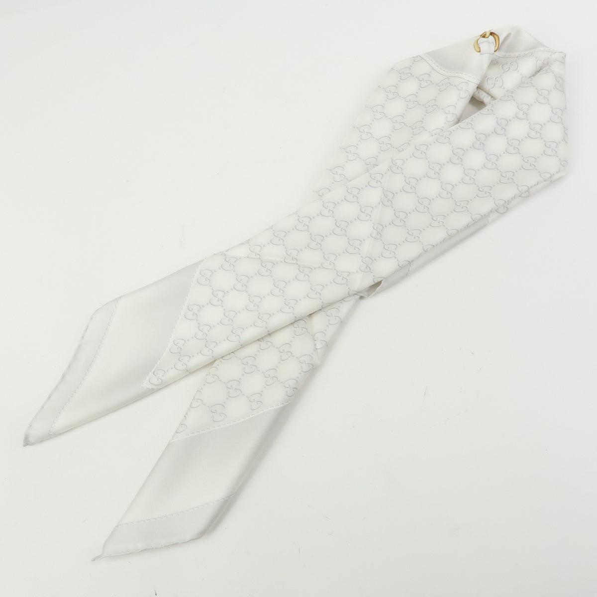 GUCCI Horsebit Silk100% Scarf Shawl White