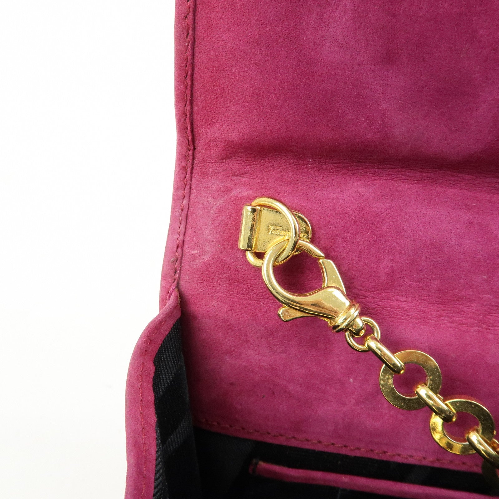 Ferragamo Varra Ribbon Suede 3Way Bag Chain Shoulder Bag Purple