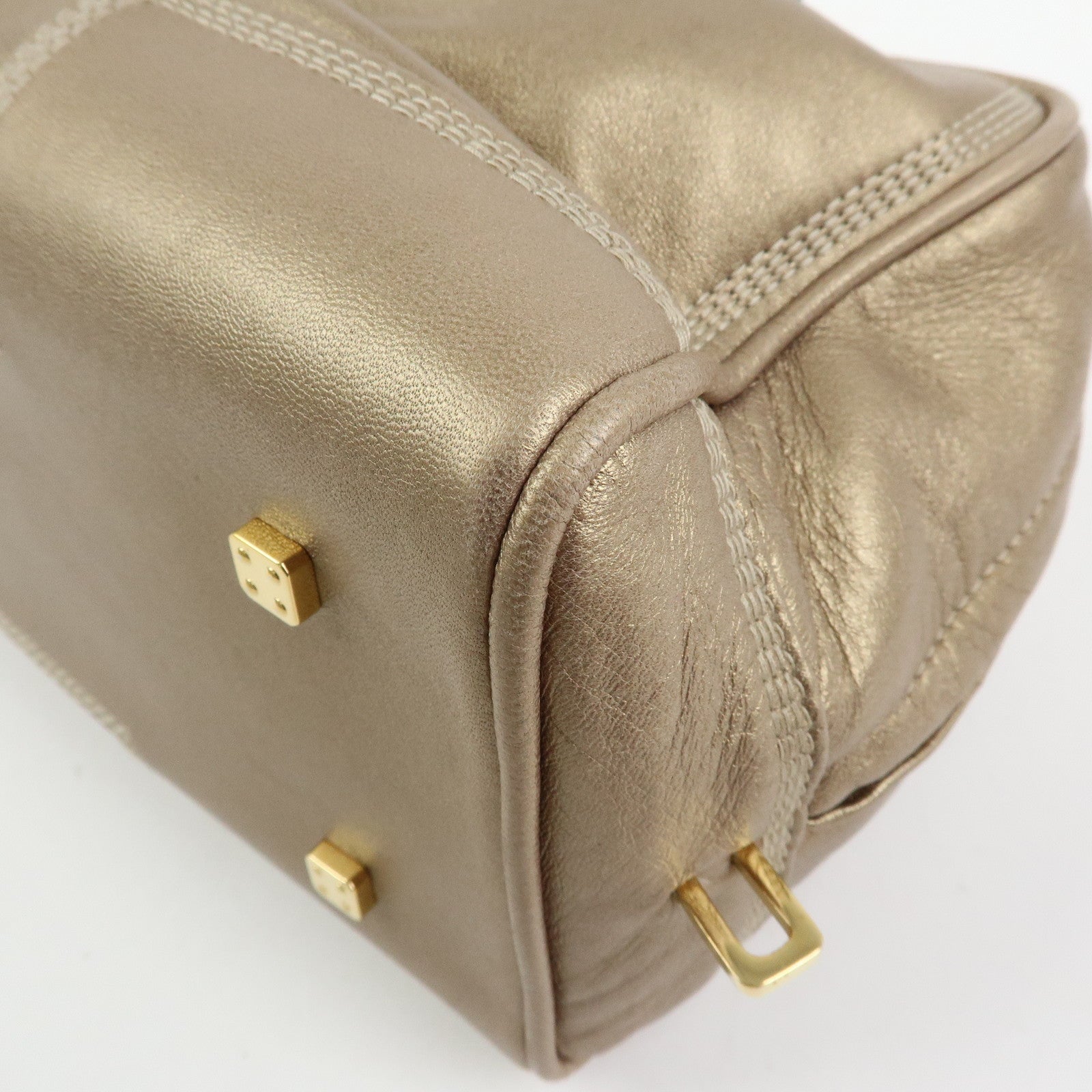 LOEWE Amazona 28 Nappa Leather Hand Bag Boston Bag Gold