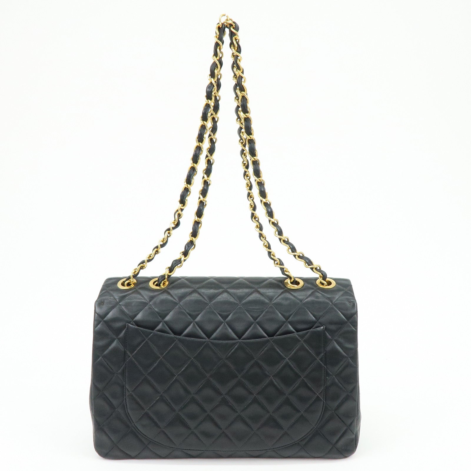 CHANEL Jumbo Matelasse 34 Lamb Skin Shoulder Bag Black A01094