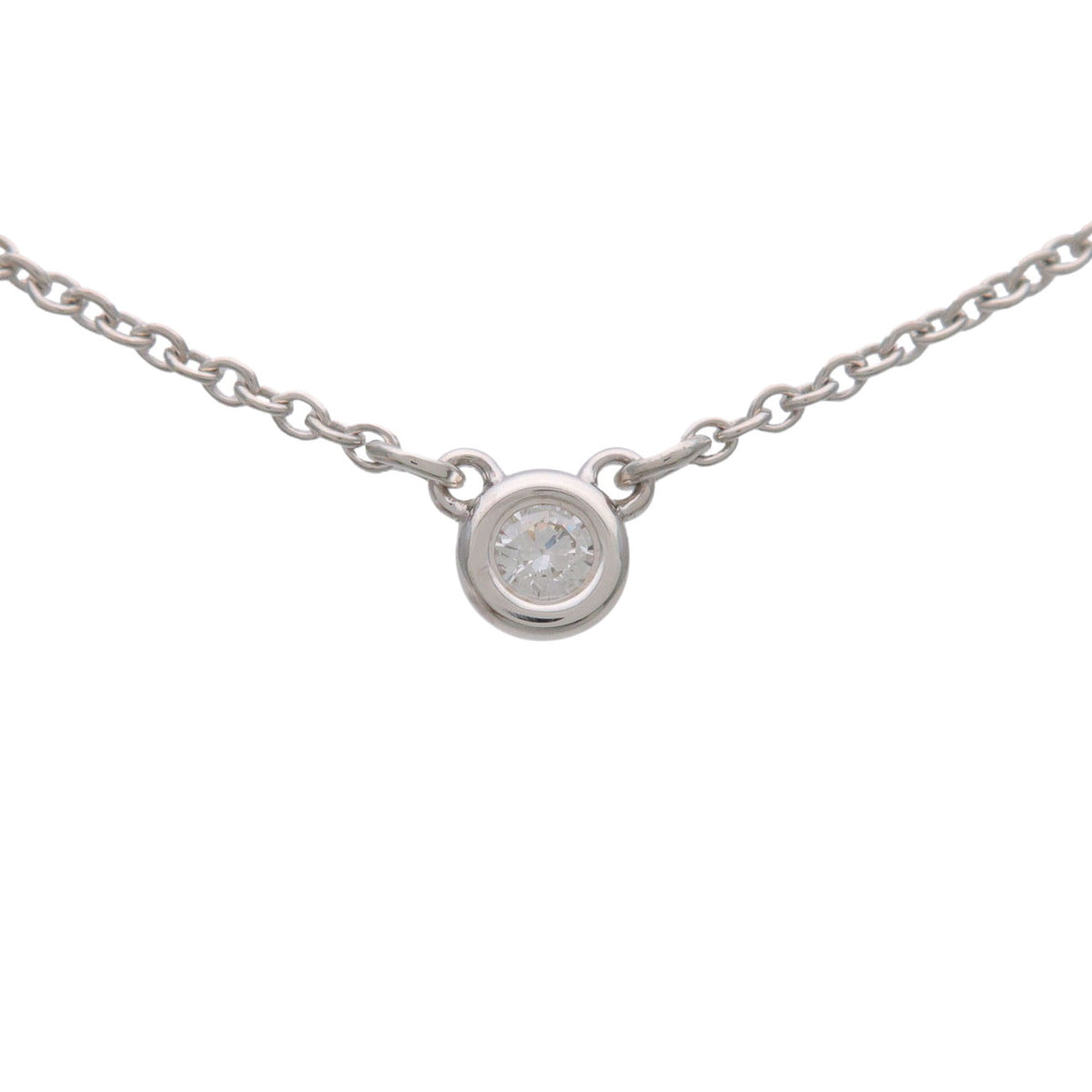 Tiffany & Co By The Yard 1P Diamond Necklace SV925 Silver