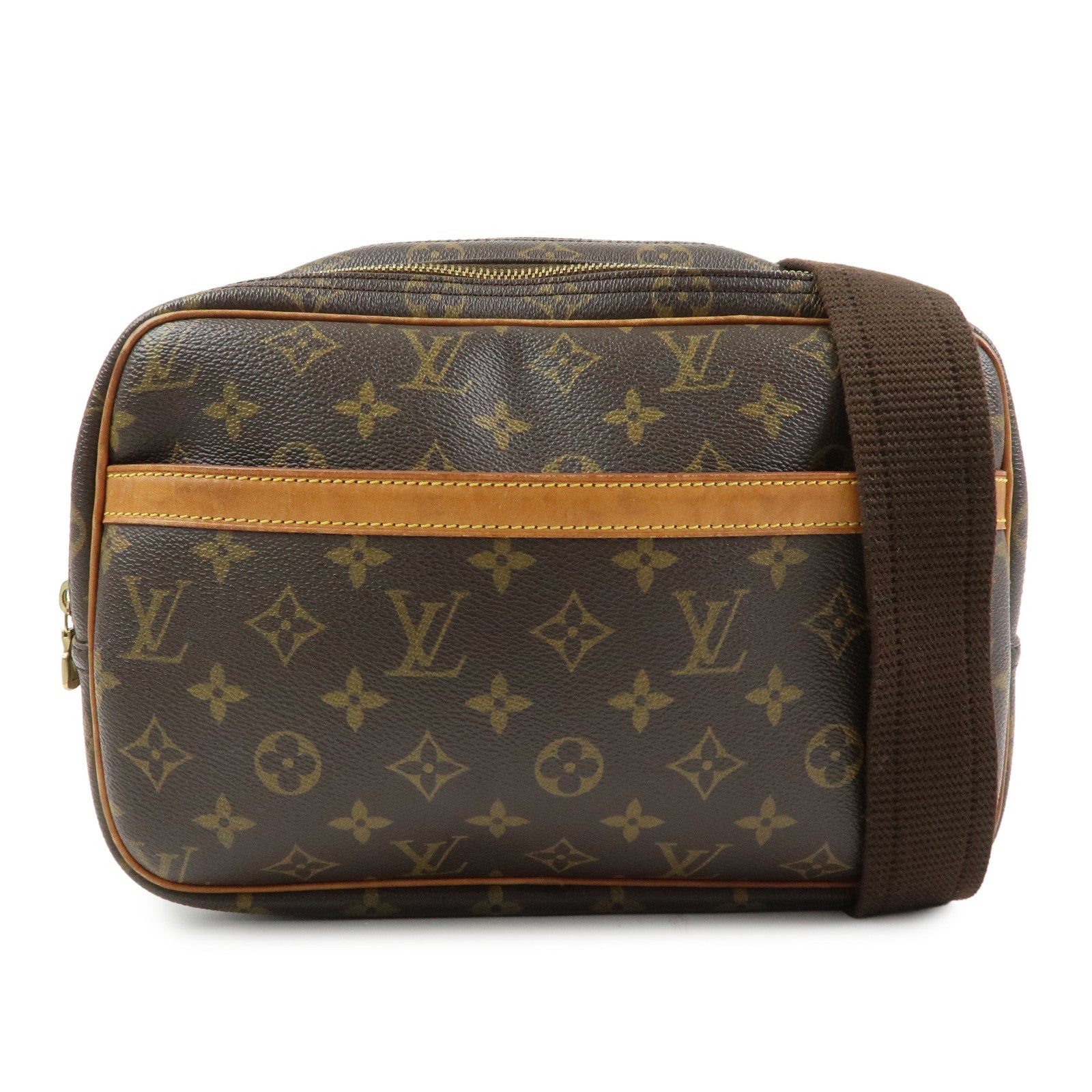 Louis Vuitton Monogram Reporter PM Shoulder Crossbody Bag Brown M45254