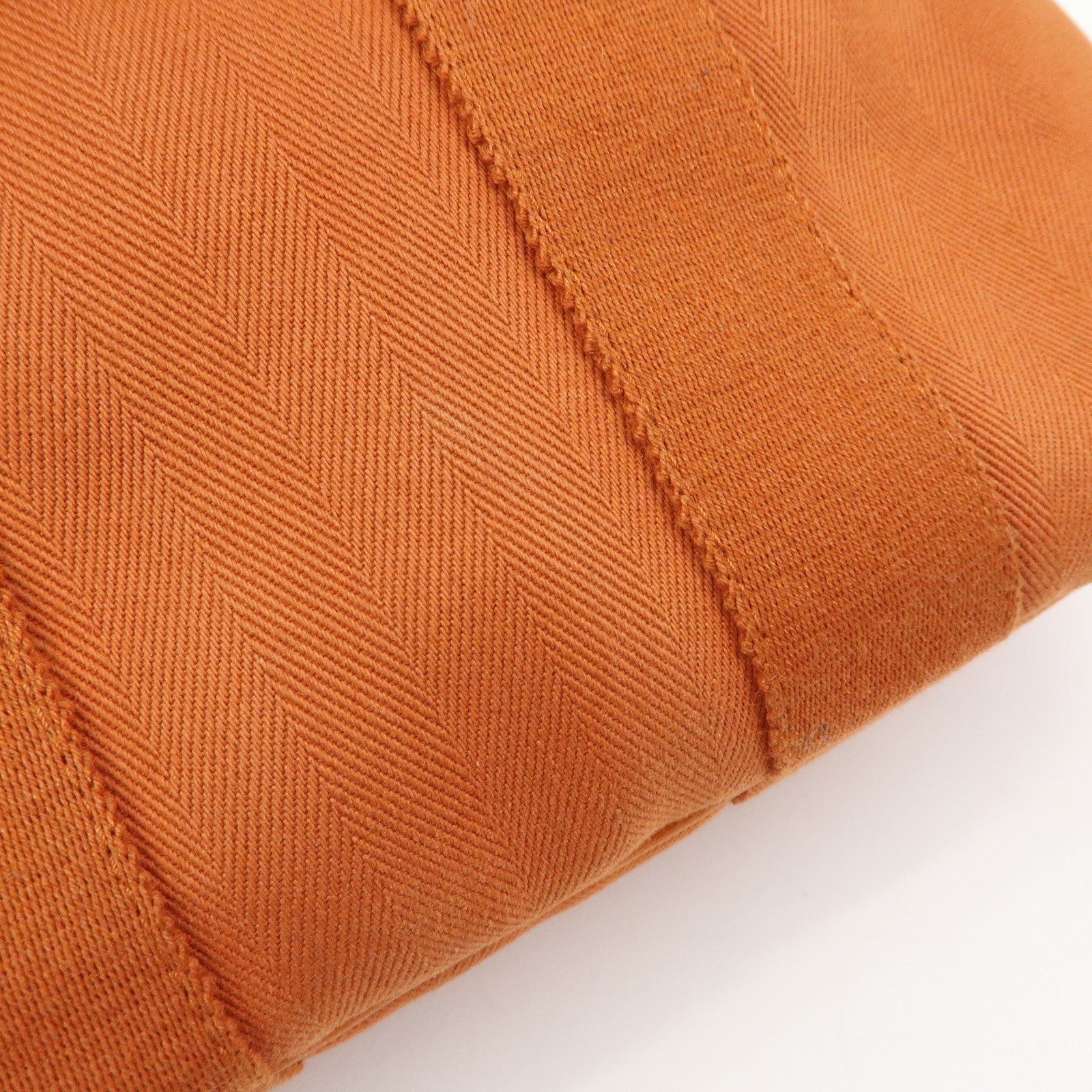 HERMES Valparaiso PM Toile Chevron Leather Tote Bag Hand Bag Orange