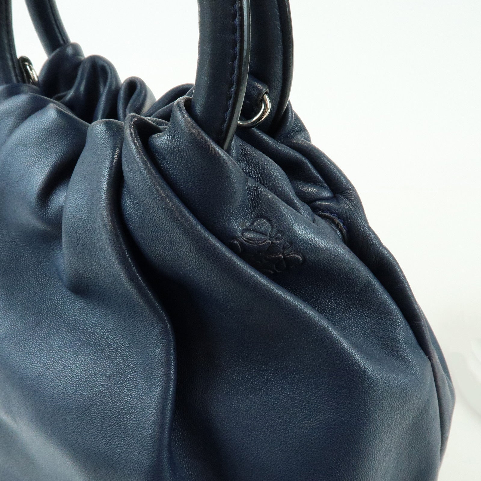 LOEWE Anagram Nappa Leather 2Way Bag Hand Bag Shoulder Bag Navy