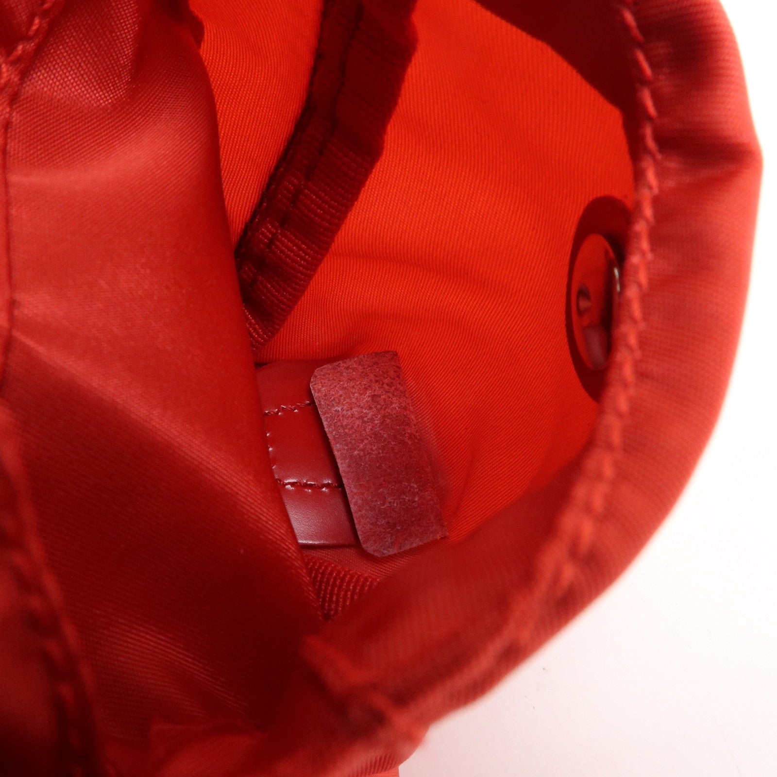 PRADA Triangle Logo Nylon Leather Backpack Rucksuck Red