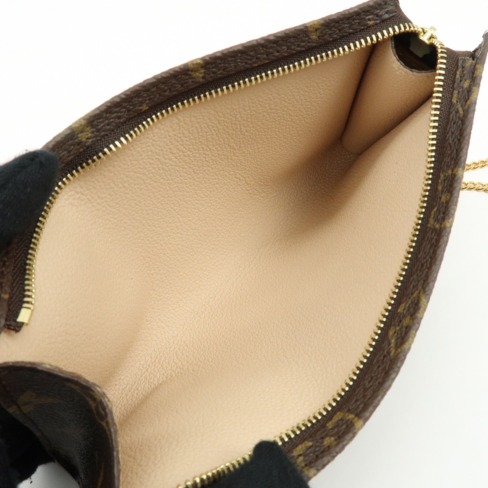 Louis Vuitton Monogram Leather Pouch for Baguette GM Brown Gold