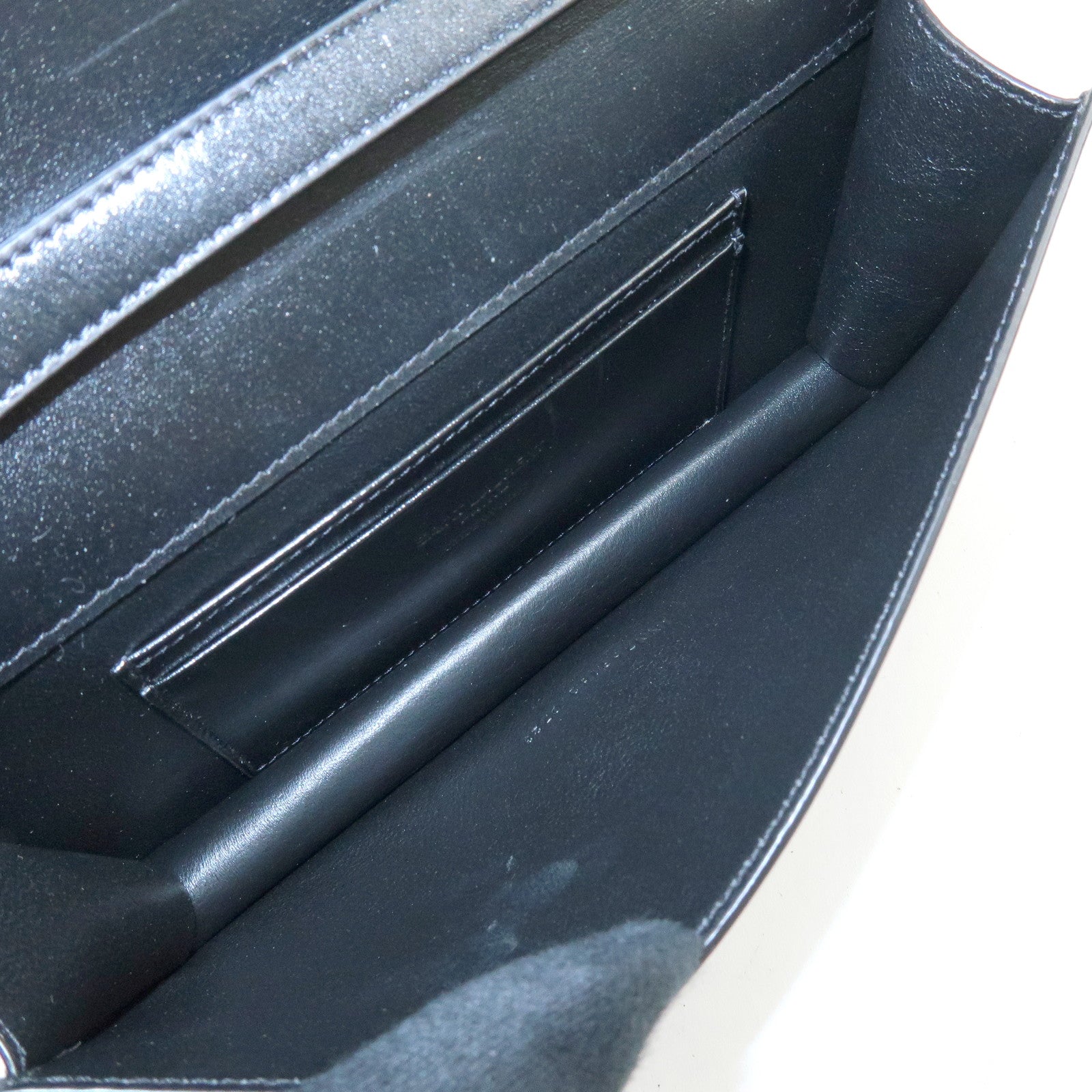 SAINT LAURENT PARIS Calf Leather Flap Shoulder Bag Black 769162