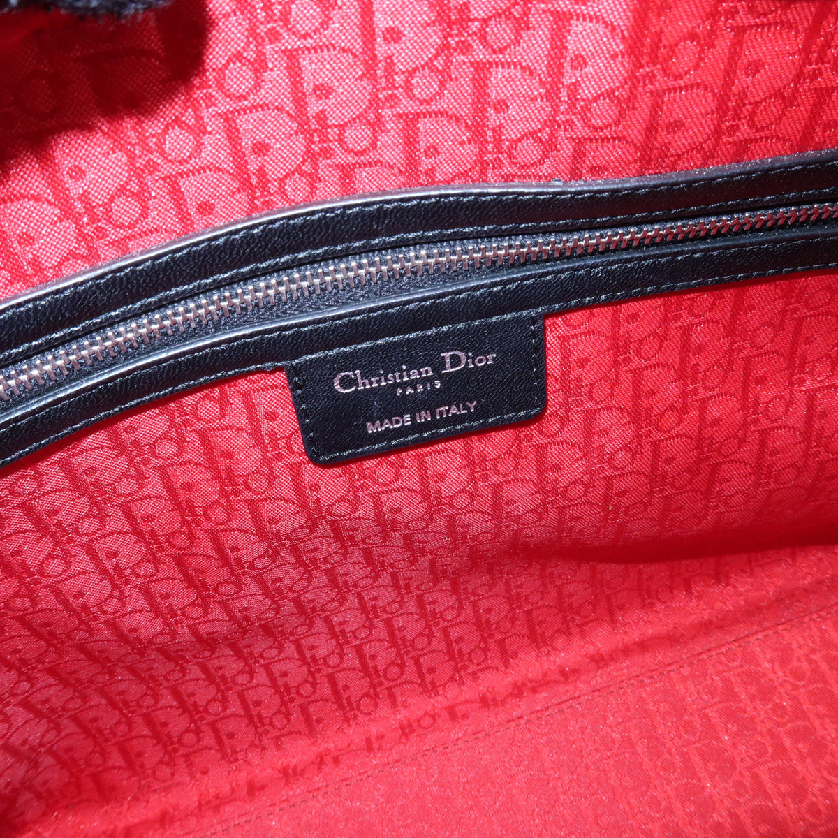 Christian Dior Lady Dior Cannage Lamb Skin Hand Bag Black