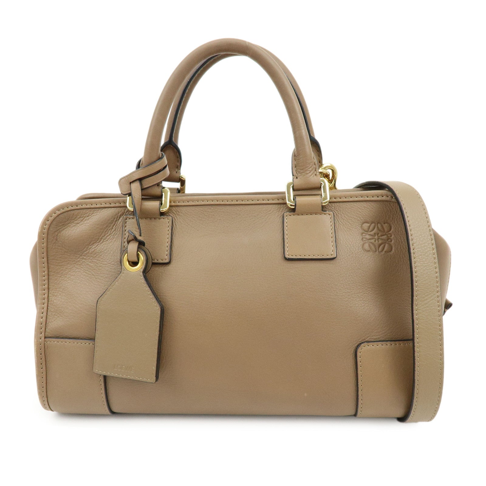 LOEWE Amazona 28 Leather 2Way Bag Hand Bag Shoulder Bag Mocha