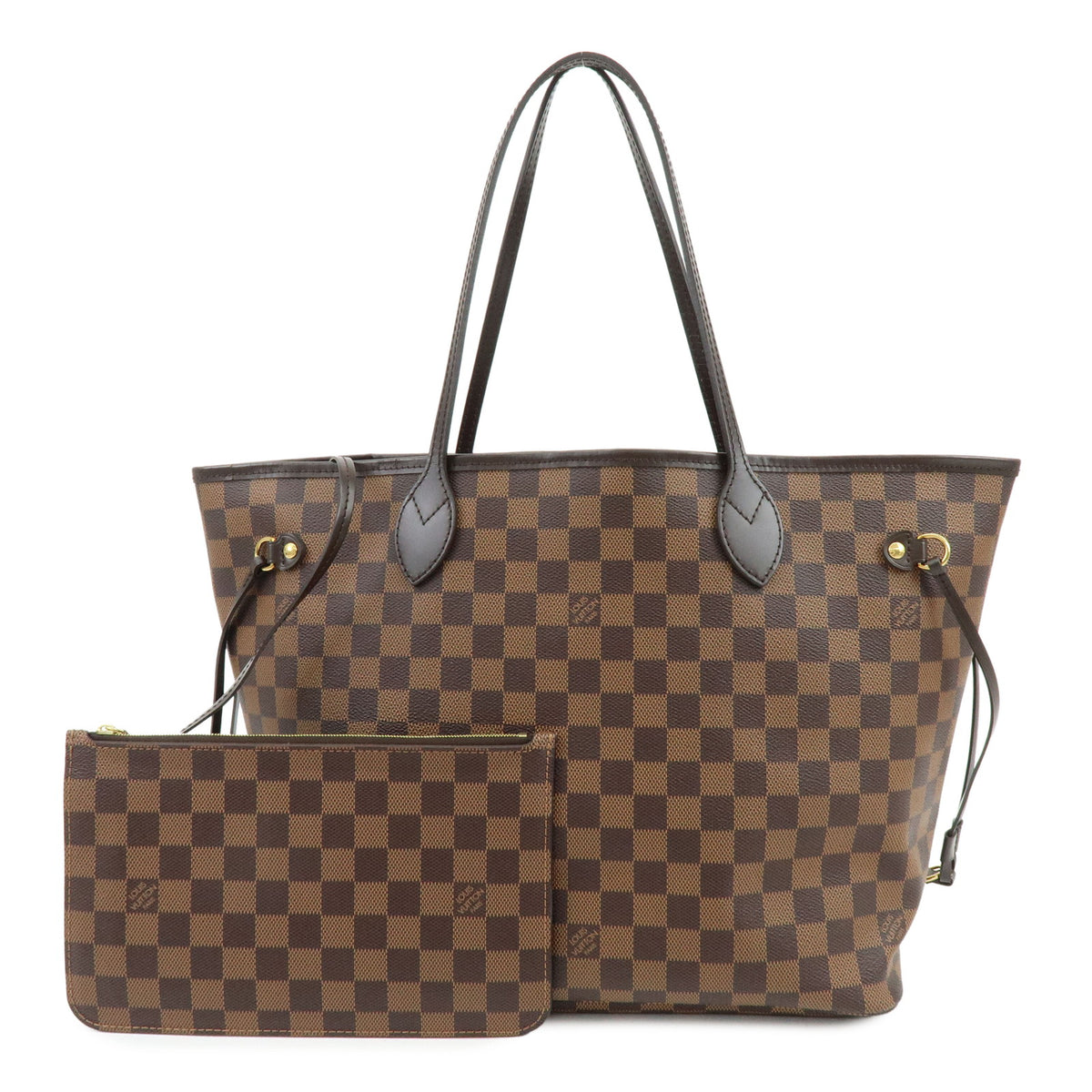 Louis Vuitton Damier Neverfull MM Canvas Leather Tote Bag Cerise N41358