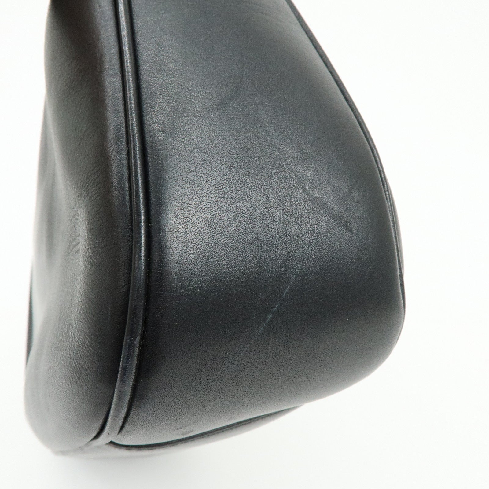 GUCCI Bamboo Leather 2Way Bag Shoulder Bag Hand Bag Black 0011577