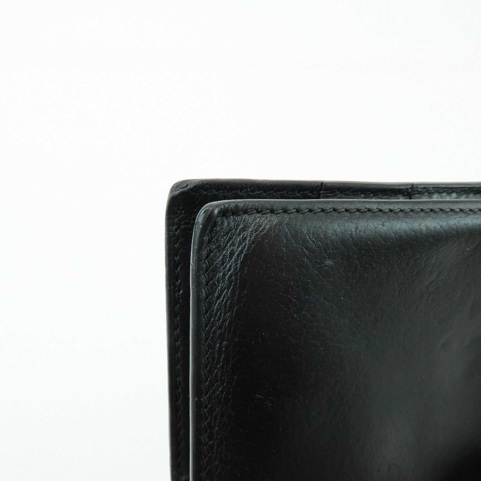 HERMES Bearn Calf Leather Bi-fold Long Wallet □I Stamped Black