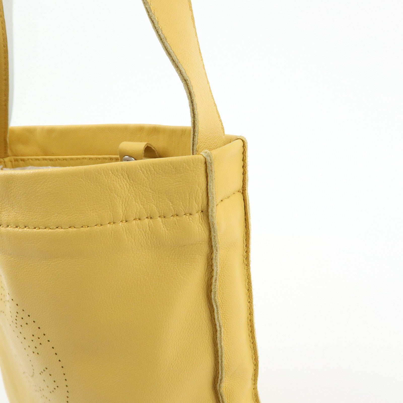 HERMES Clou de Selle Lamb Skin Shoulder Bag □Q Stamped Yellow