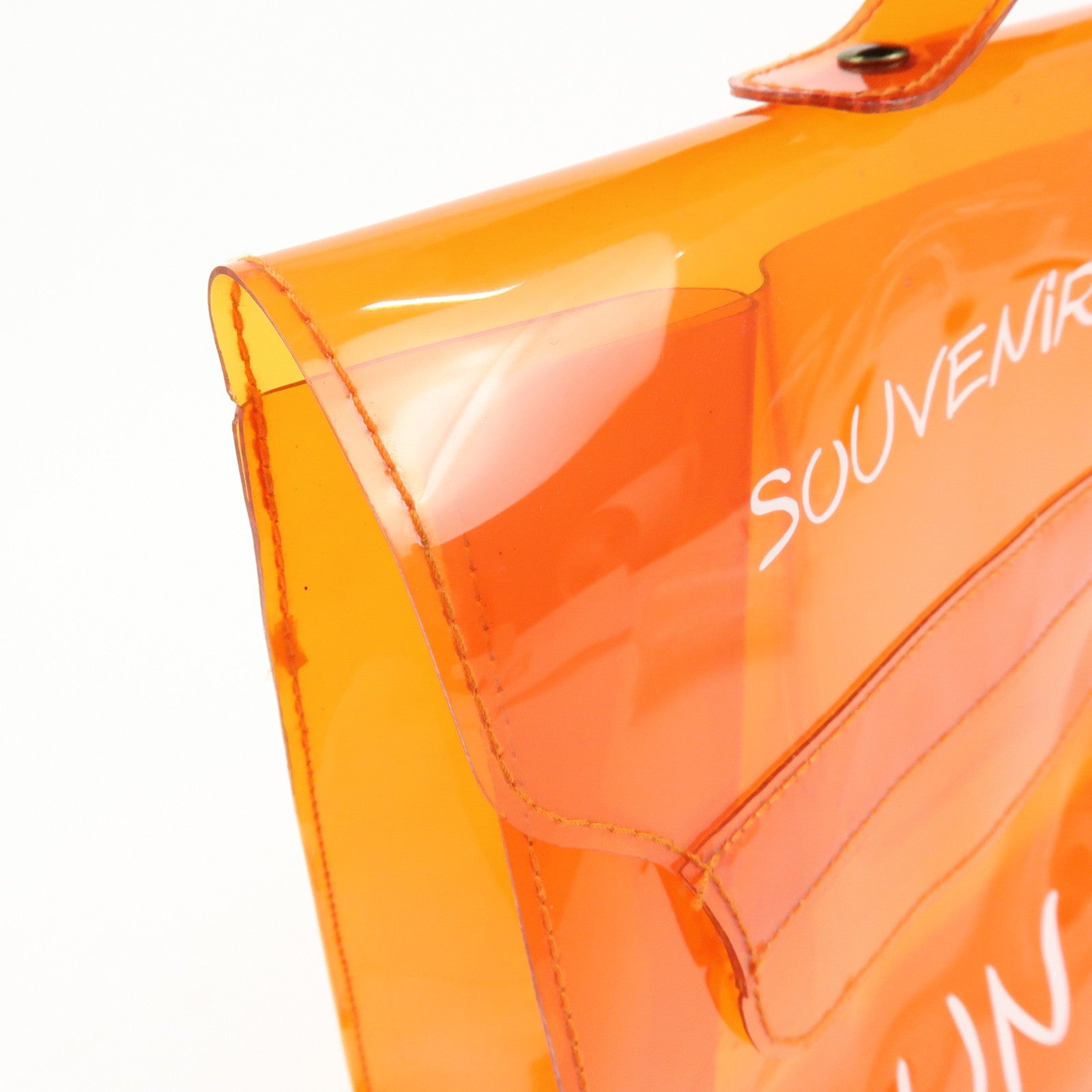 HERMES Kelly Vinyl Hand Bag SOUVENIR DE L'EXPOSITION Orange