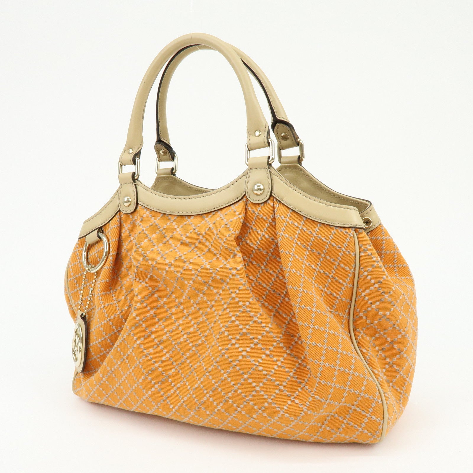 GUCCI Sukey Interlocking G Diamante Canvas Leather Hand Bag 211944