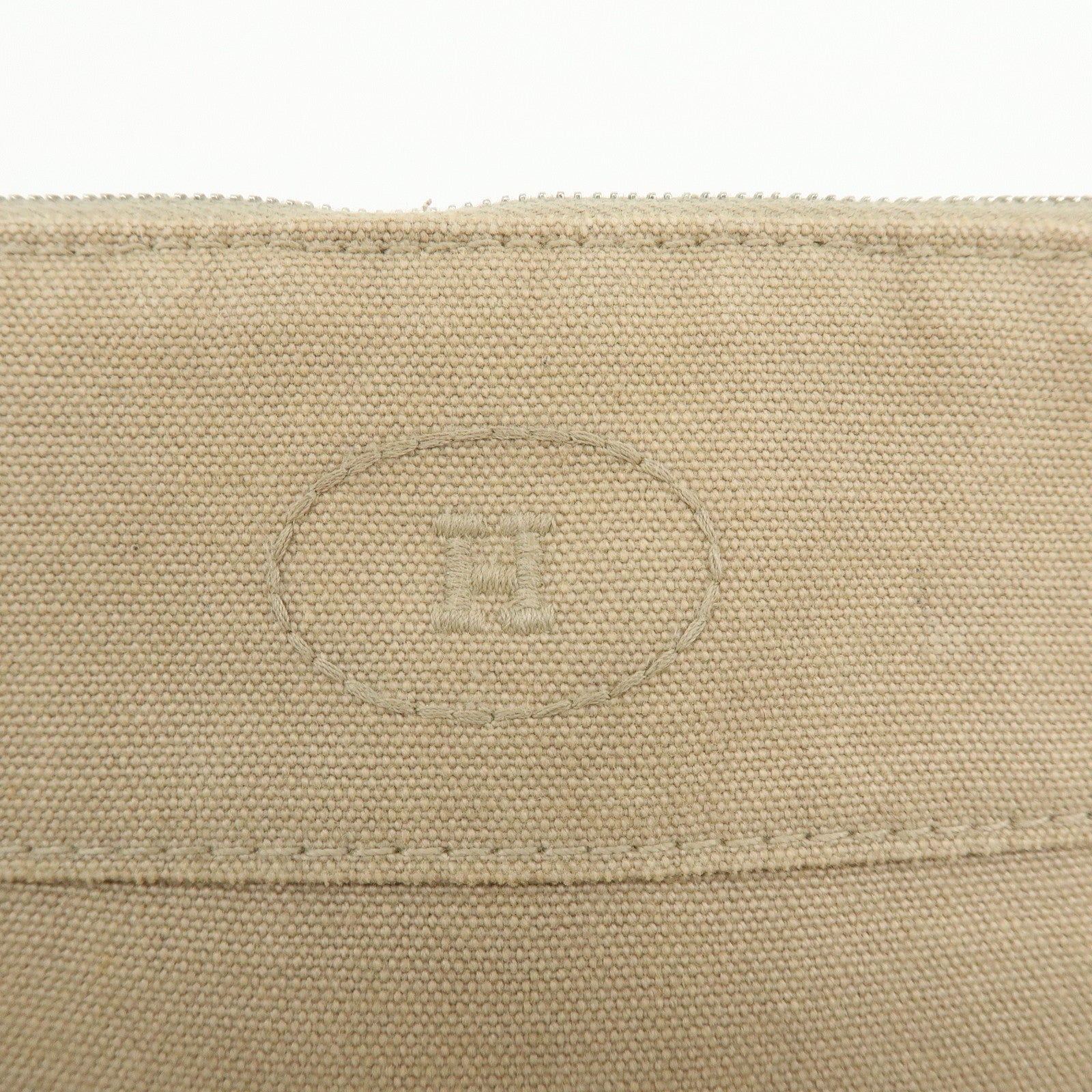 HERMES Bolide Mini Cotton Leather Canvas Pouch Cosmetic Pouch Beige