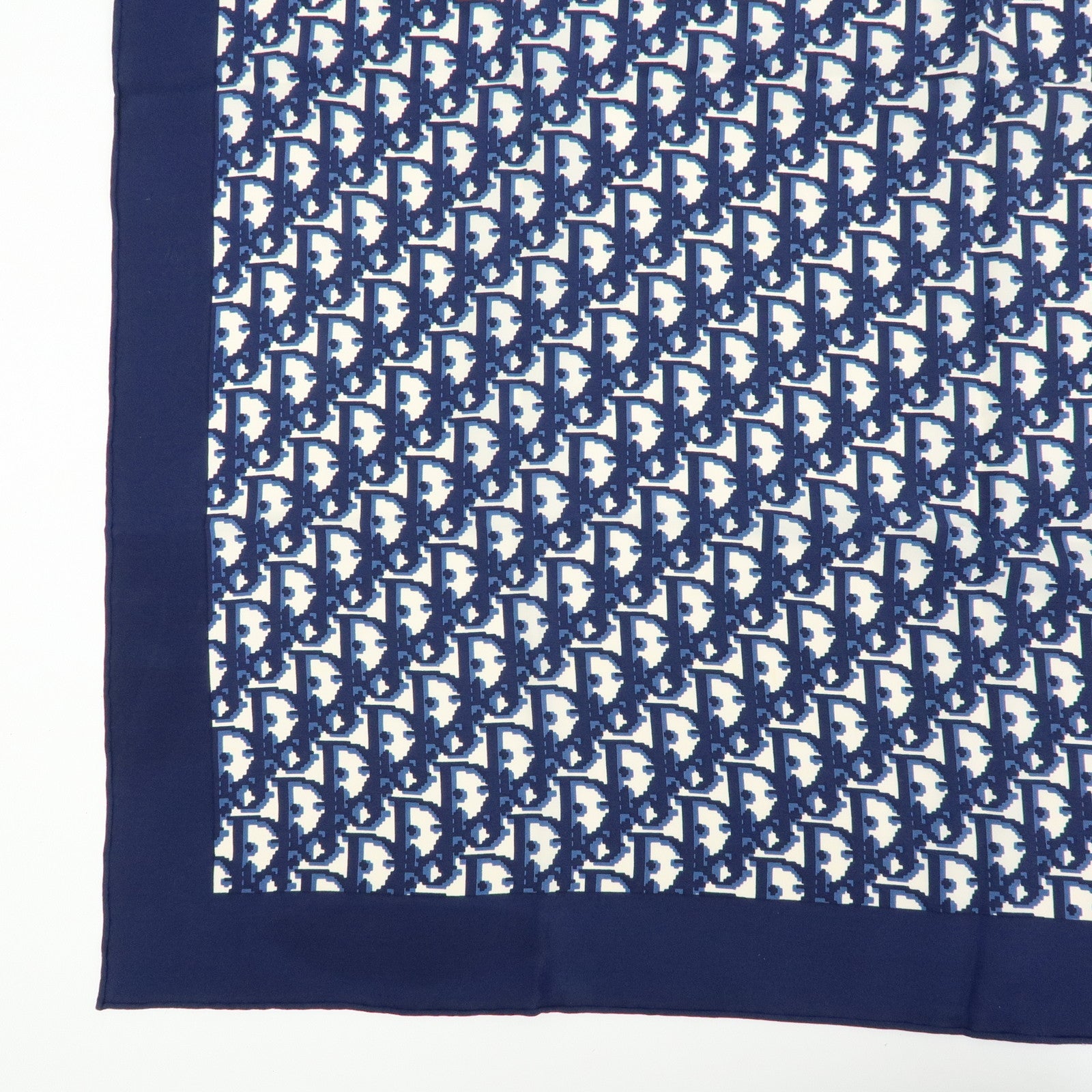 Christian Dior Trotter Silk 100% Scarf Navy White