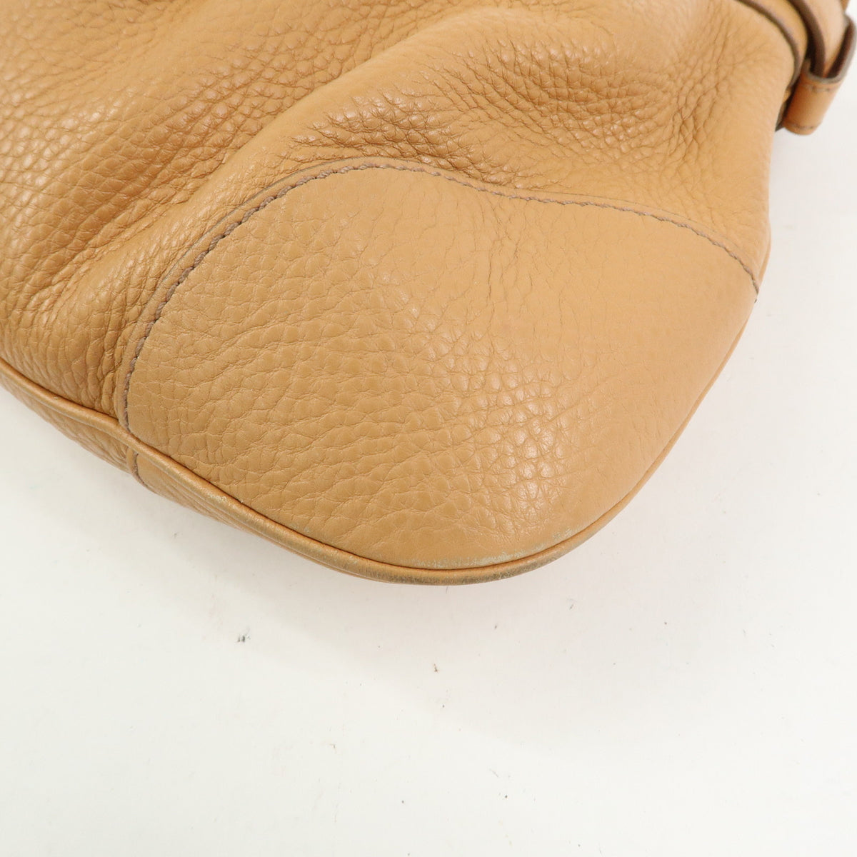 Ferragamo Gancini Marisa Leather Hand Bag Shoulder Bag Beige