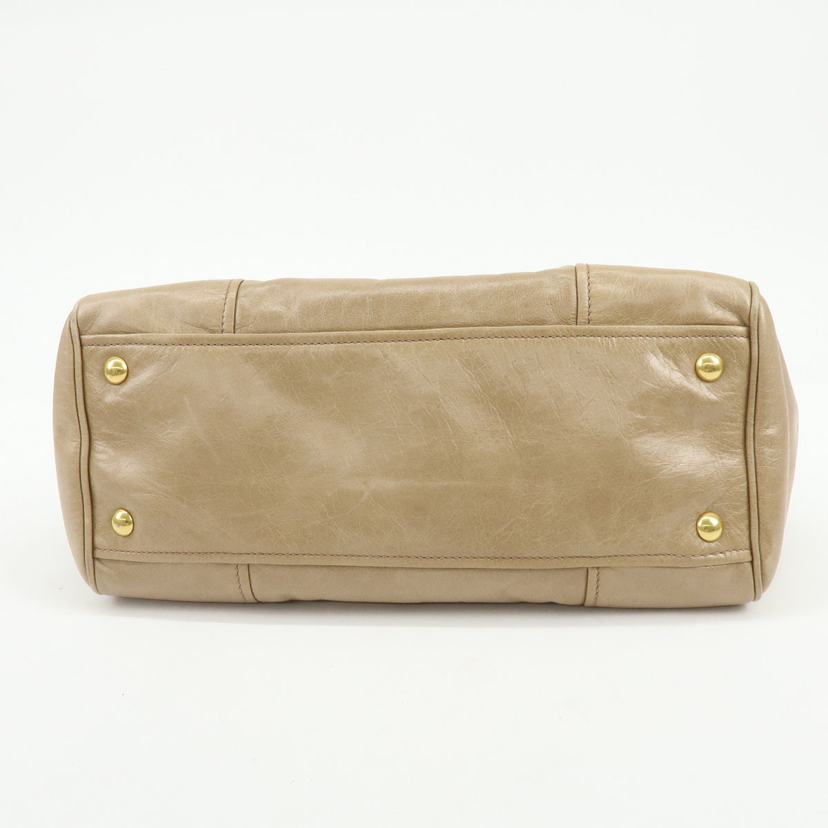 MIU MIU Leather 2Way Bag Hand Bag Shoulder Bag Key Ring Beige RN1127