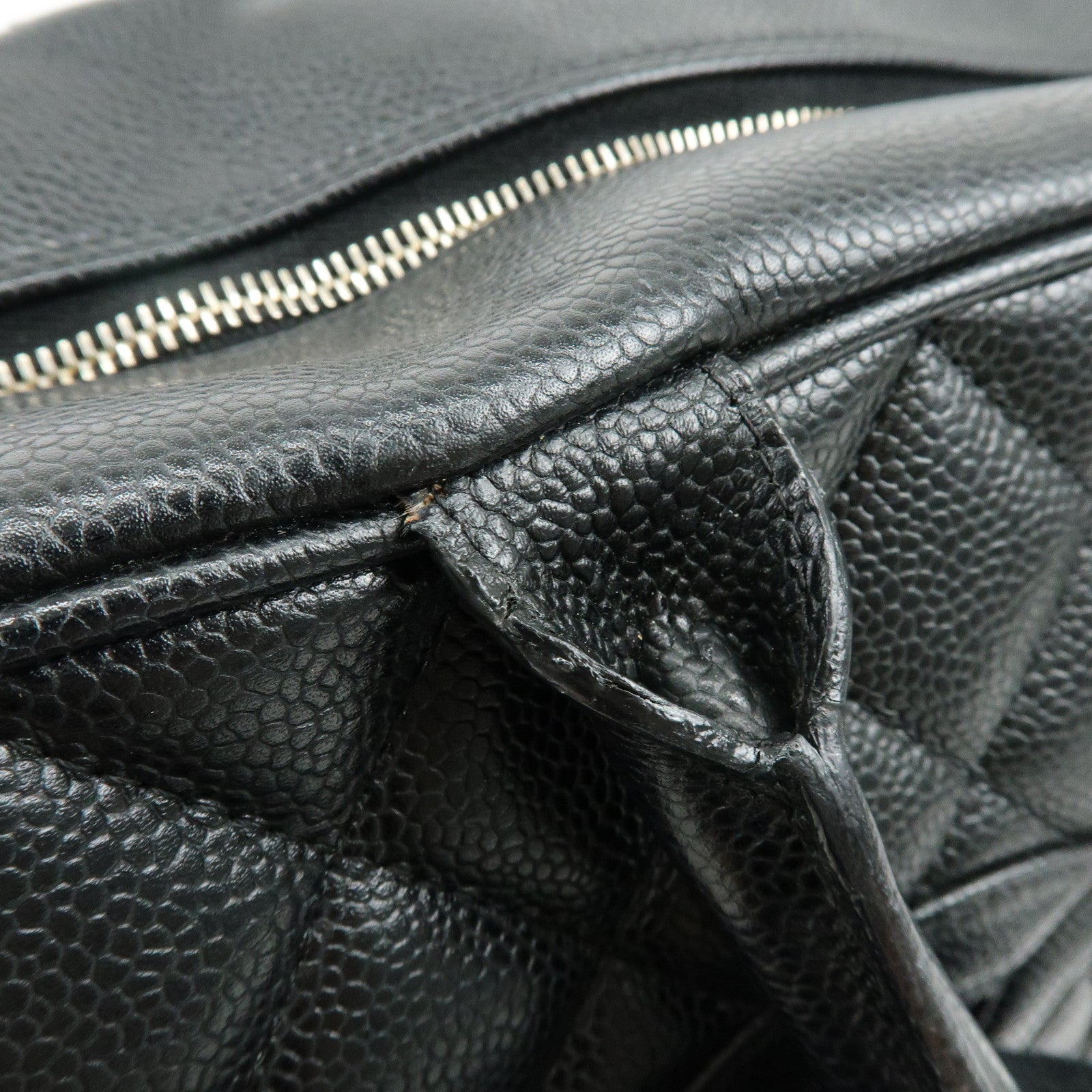 CHANEL Matelasse COCO Mark Caviarskin Boston Bag Hand Bag Black A20997