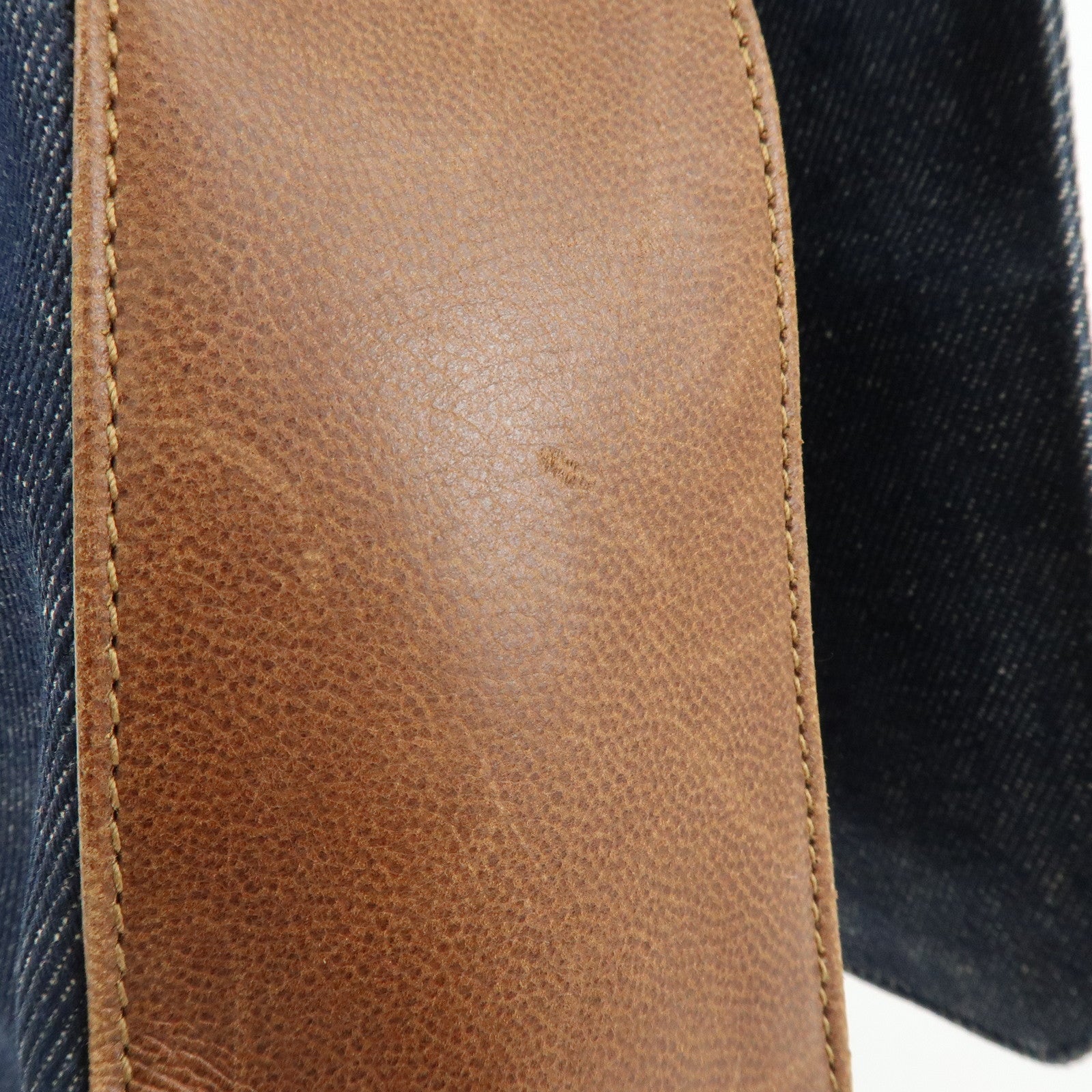 Christian Dior Street Chic Denim Leather Shoulder Bag Indigo Blue Brown