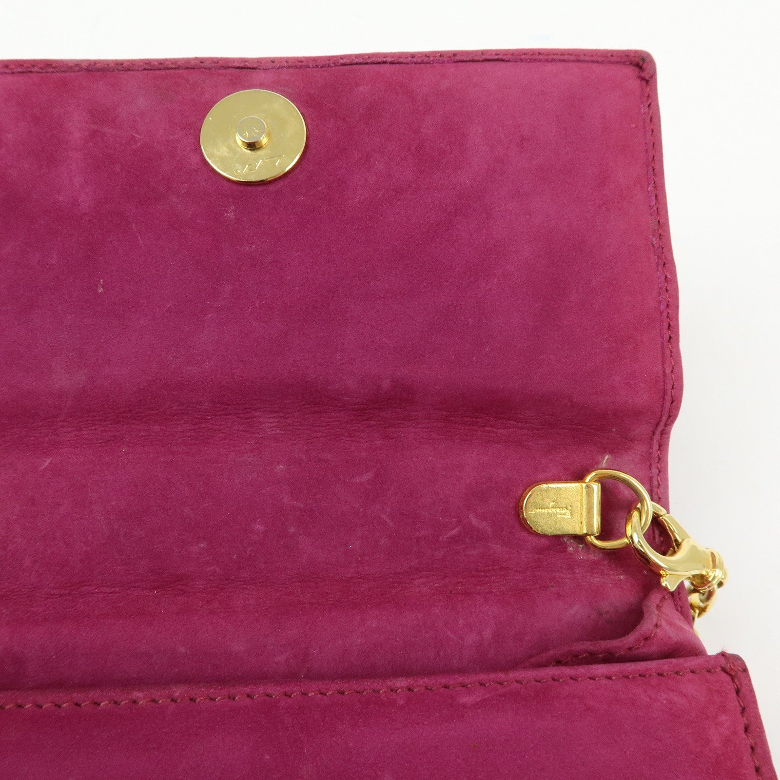 Ferragamo Varra Ribbon Suede 3Way Bag Chain Shoulder Bag Purple