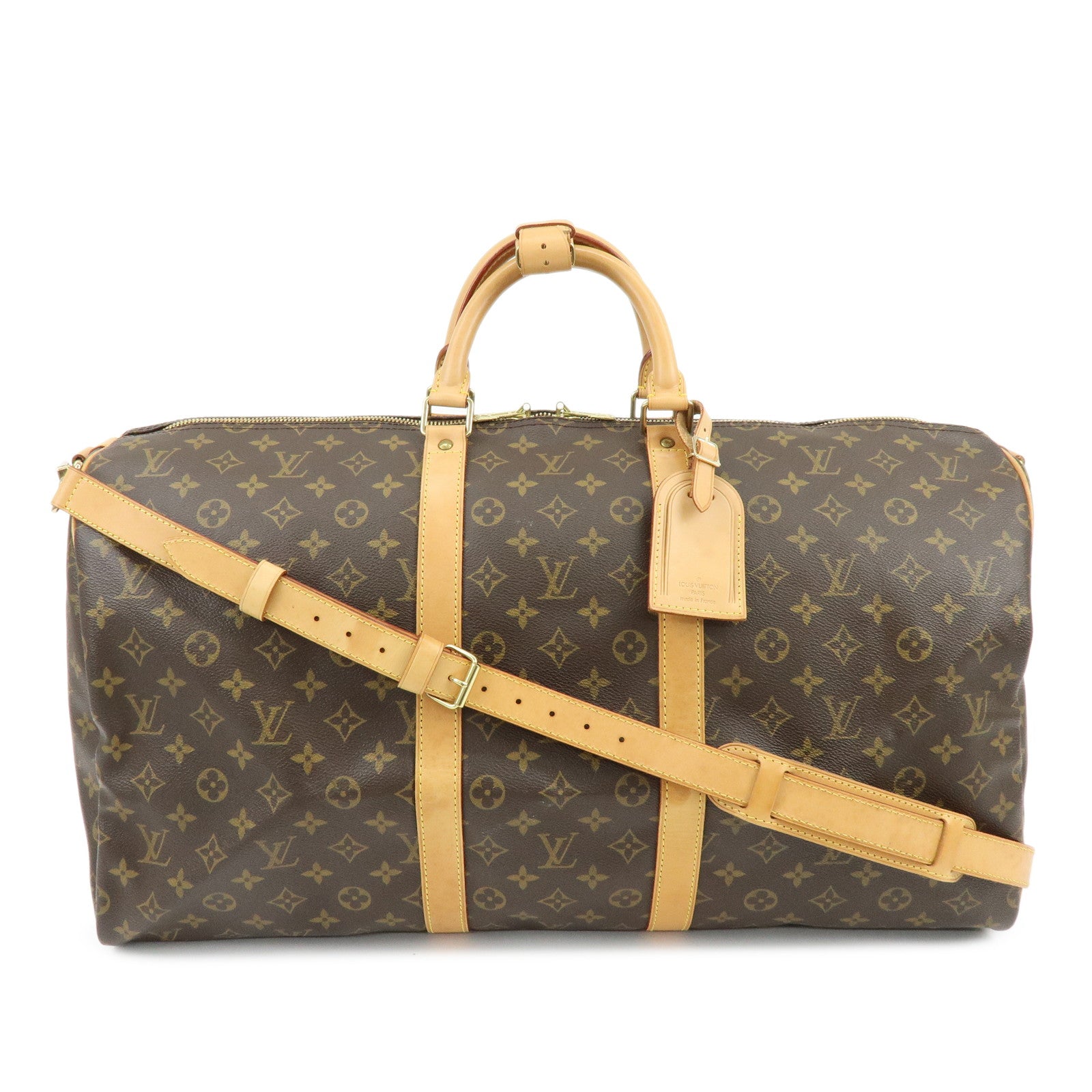Louis Vuitton Monogram Keep All Bandouliere 55 Boston Bag Brown M41414