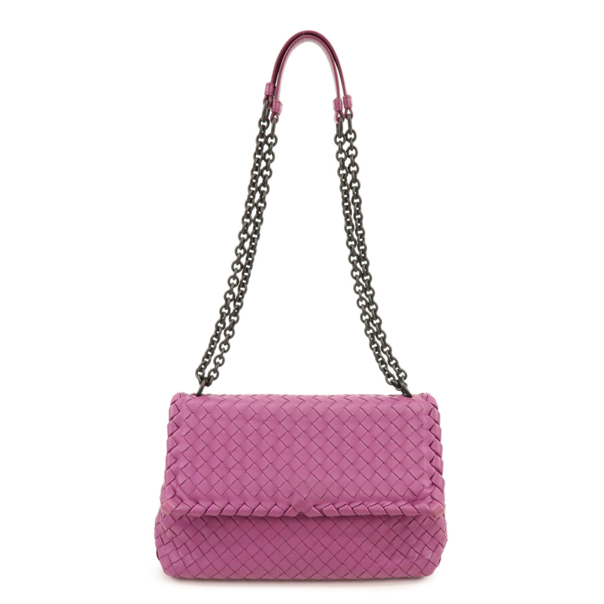 BOTTEGA VENETA Intrecciato Leather Chain Shoulder Bag Purple